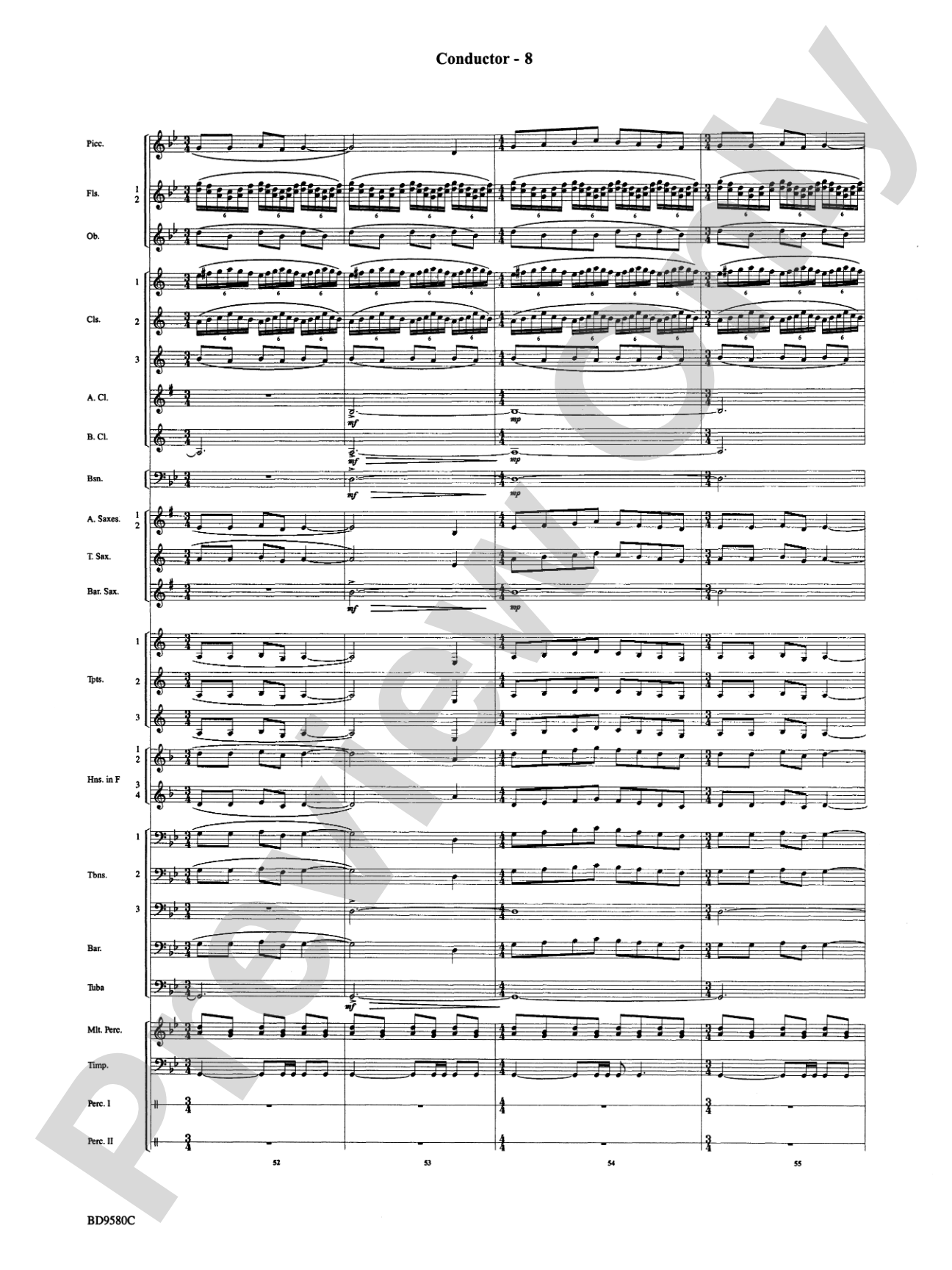 Twas in the Moon of Wintertime: Concert Band Conductor Score & Parts