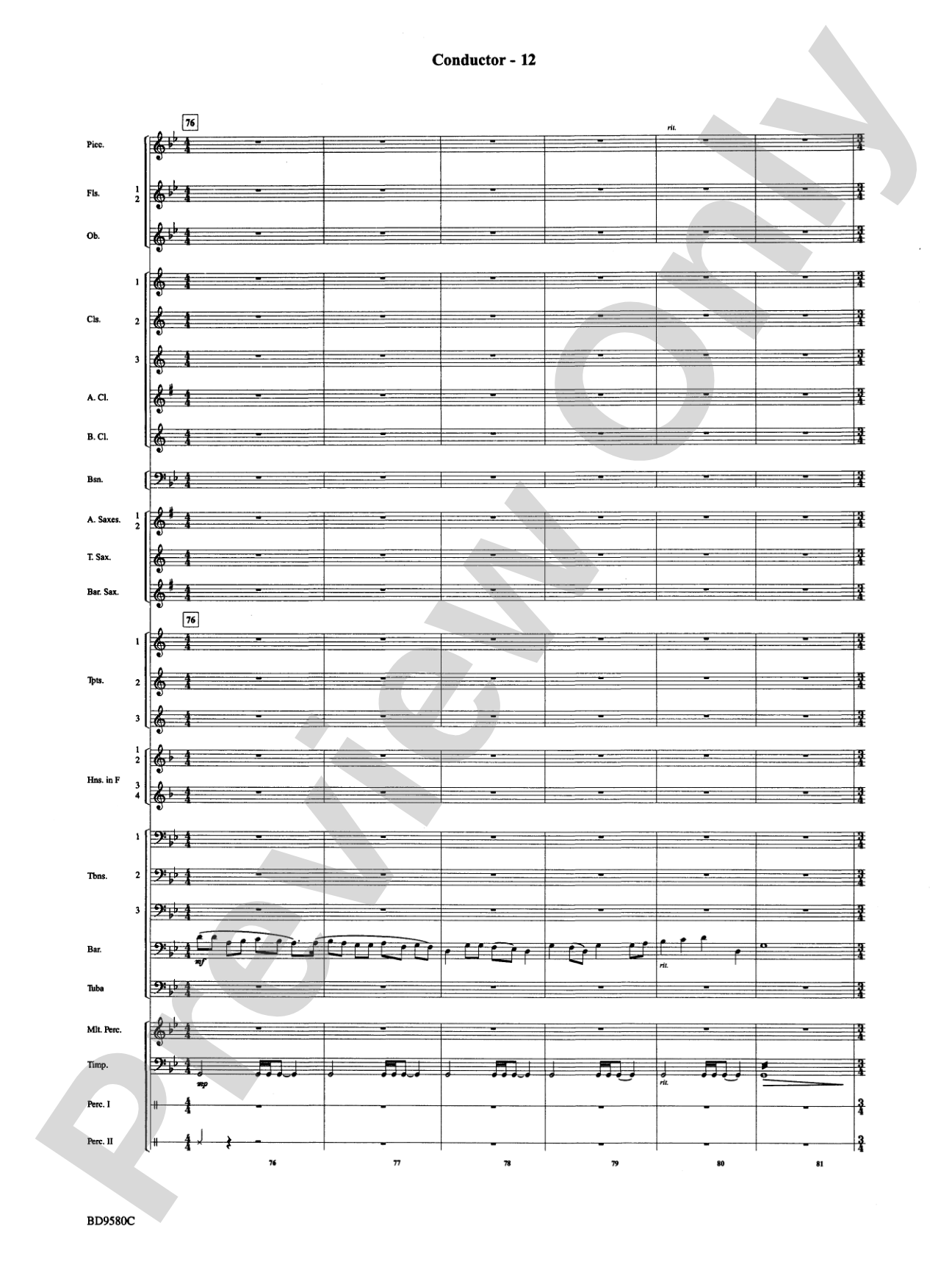 Twas in the Moon of Wintertime: Concert Band Conductor Score & Parts