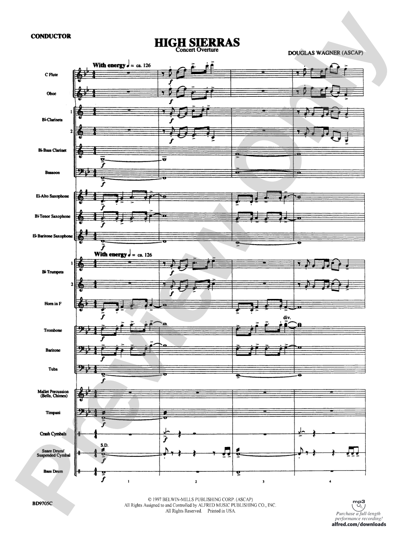 High Sierras: Concert Band Conductor Score & Parts
