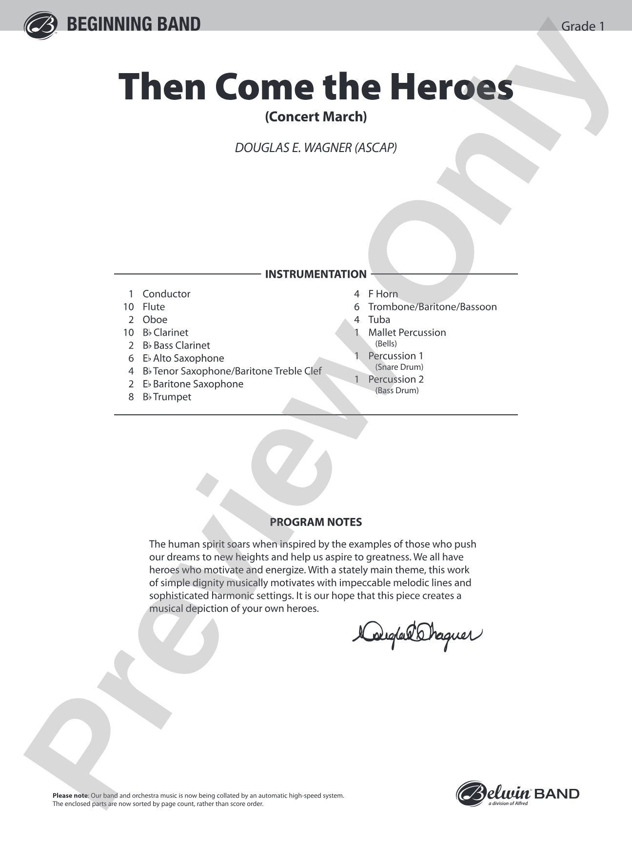 Then Come the Heroes: Concert Band Conductor Score & Parts