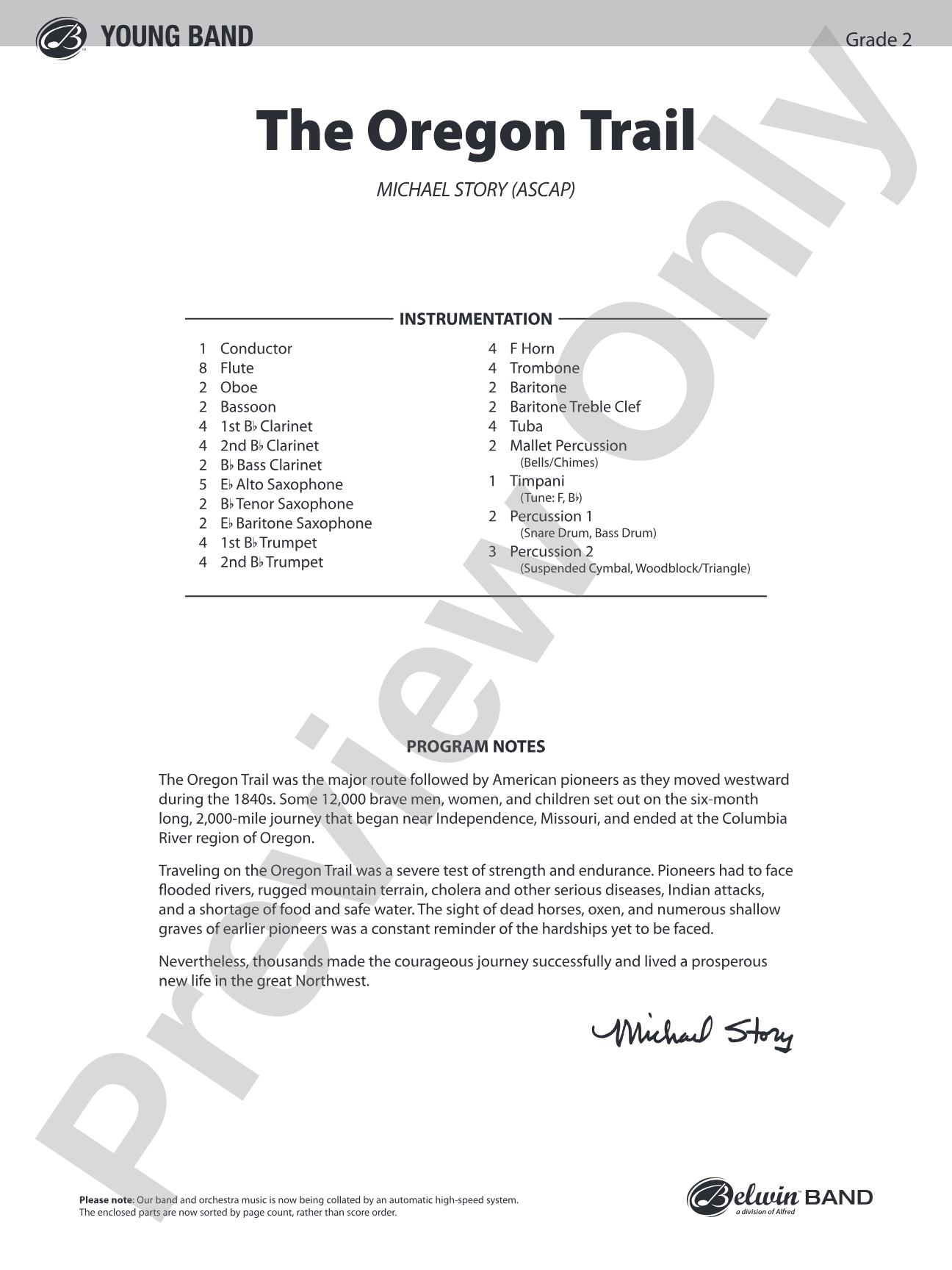 The Oregon Trail: Concert Band Conductor Score & Parts