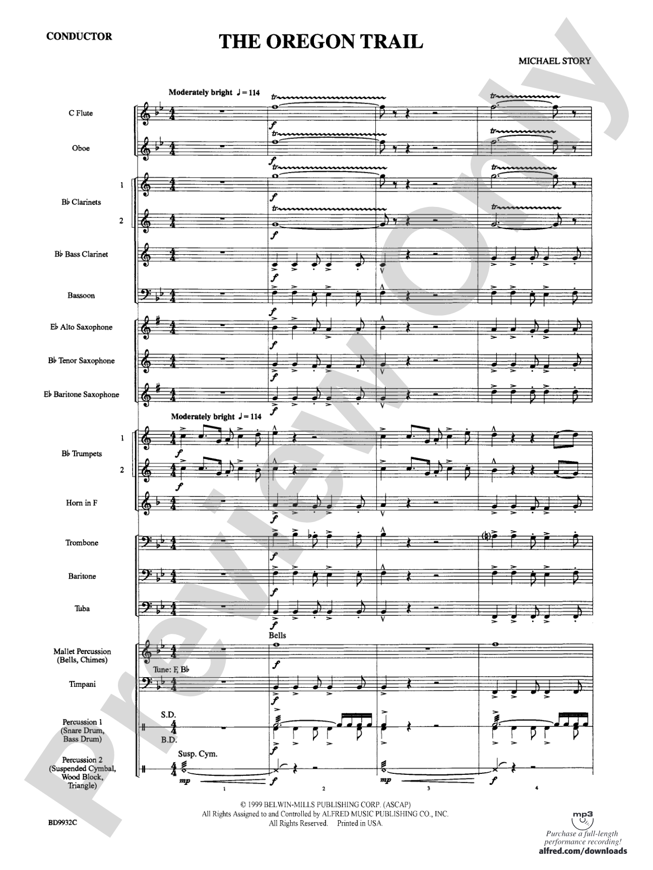 The Oregon Trail: Concert Band Conductor Score & Parts