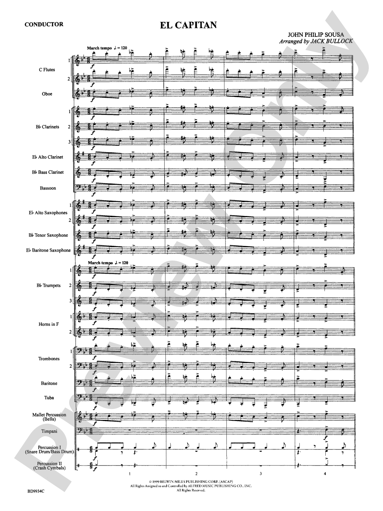 El Capitan: Concert Band Conductor Score & Parts