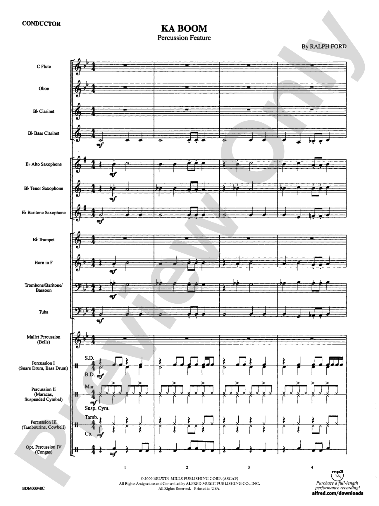 Ka Boom: Concert Band Conductor Score & Parts