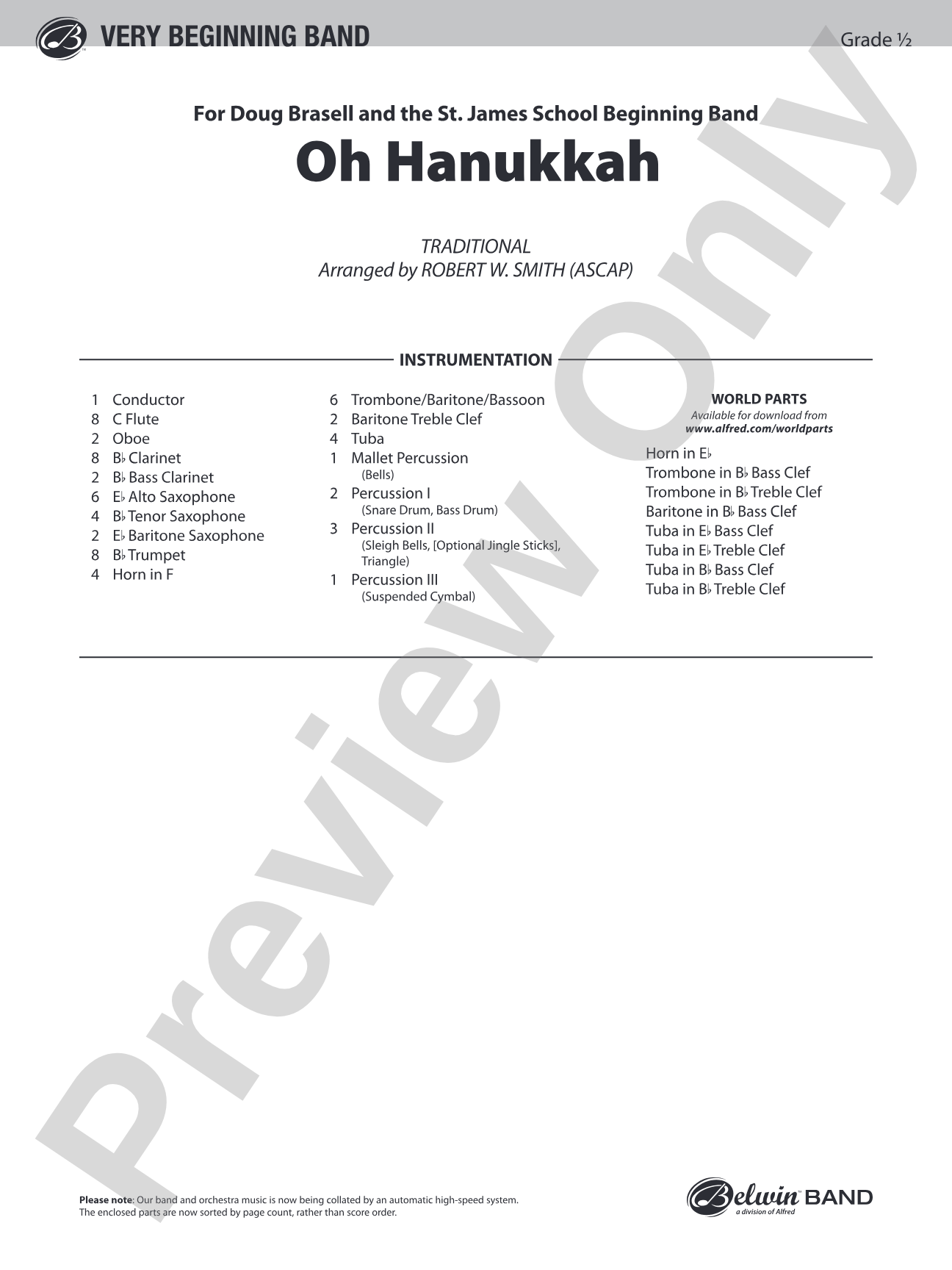 Oh Hanukkah: Concert Band Conductor Score & Parts