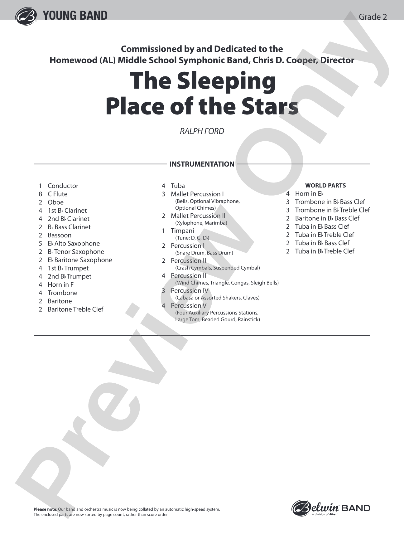 The Sleeping Place of the Stars: Concert Band Conductor Score & Parts