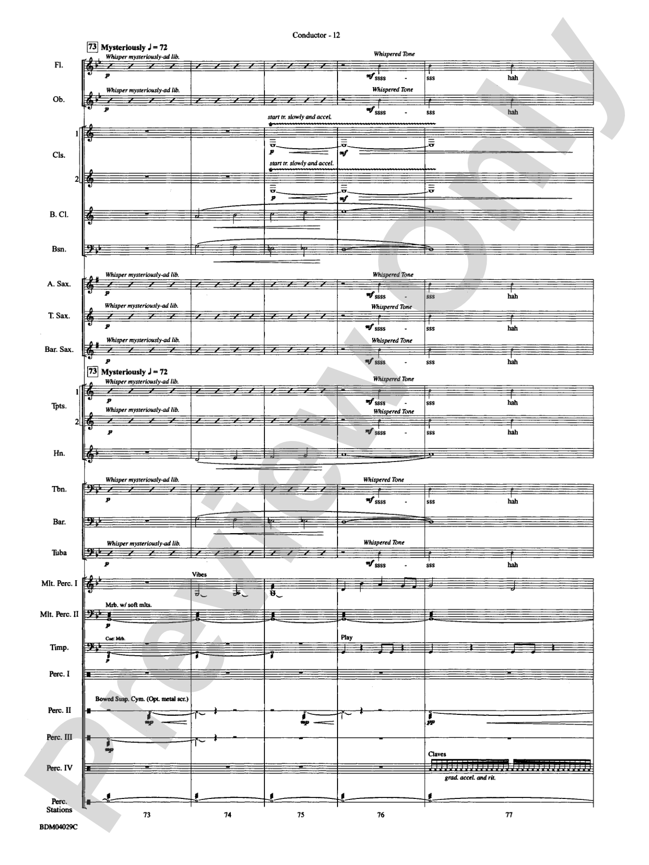 The Sleeping Place of the Stars: Concert Band Conductor Score & Parts
