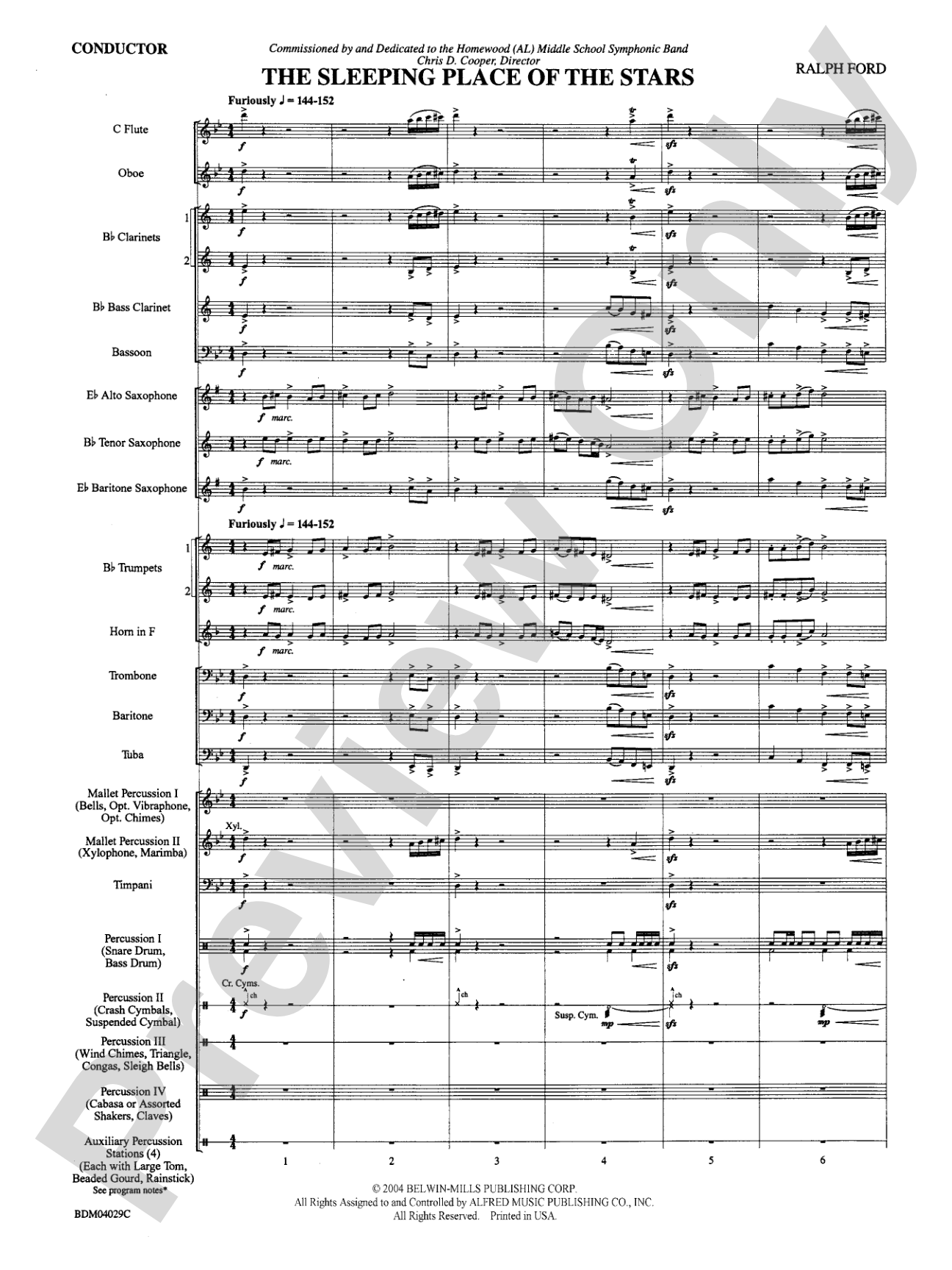 The Sleeping Place of the Stars: Concert Band Conductor Score & Parts