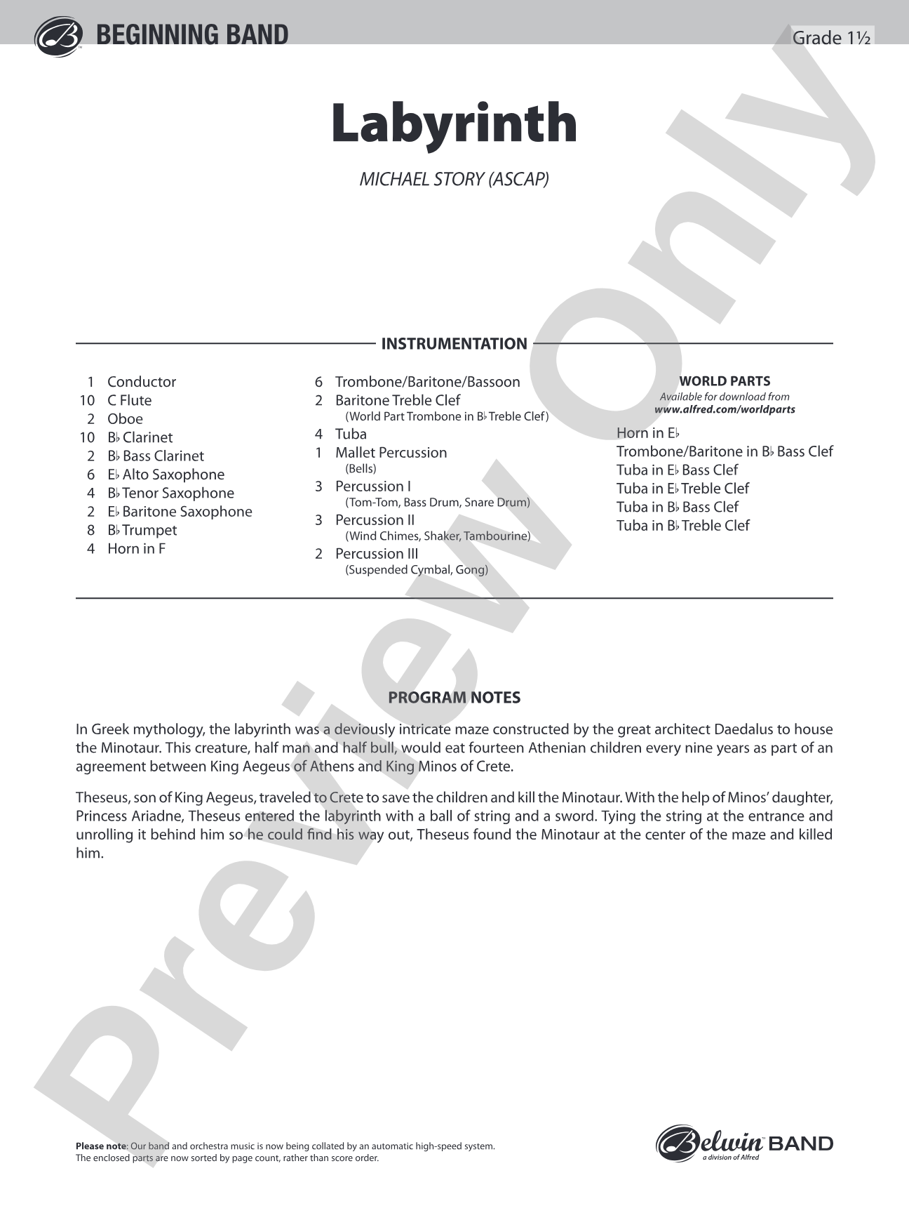 Labyrinth: Concert Band Conductor Score & Parts