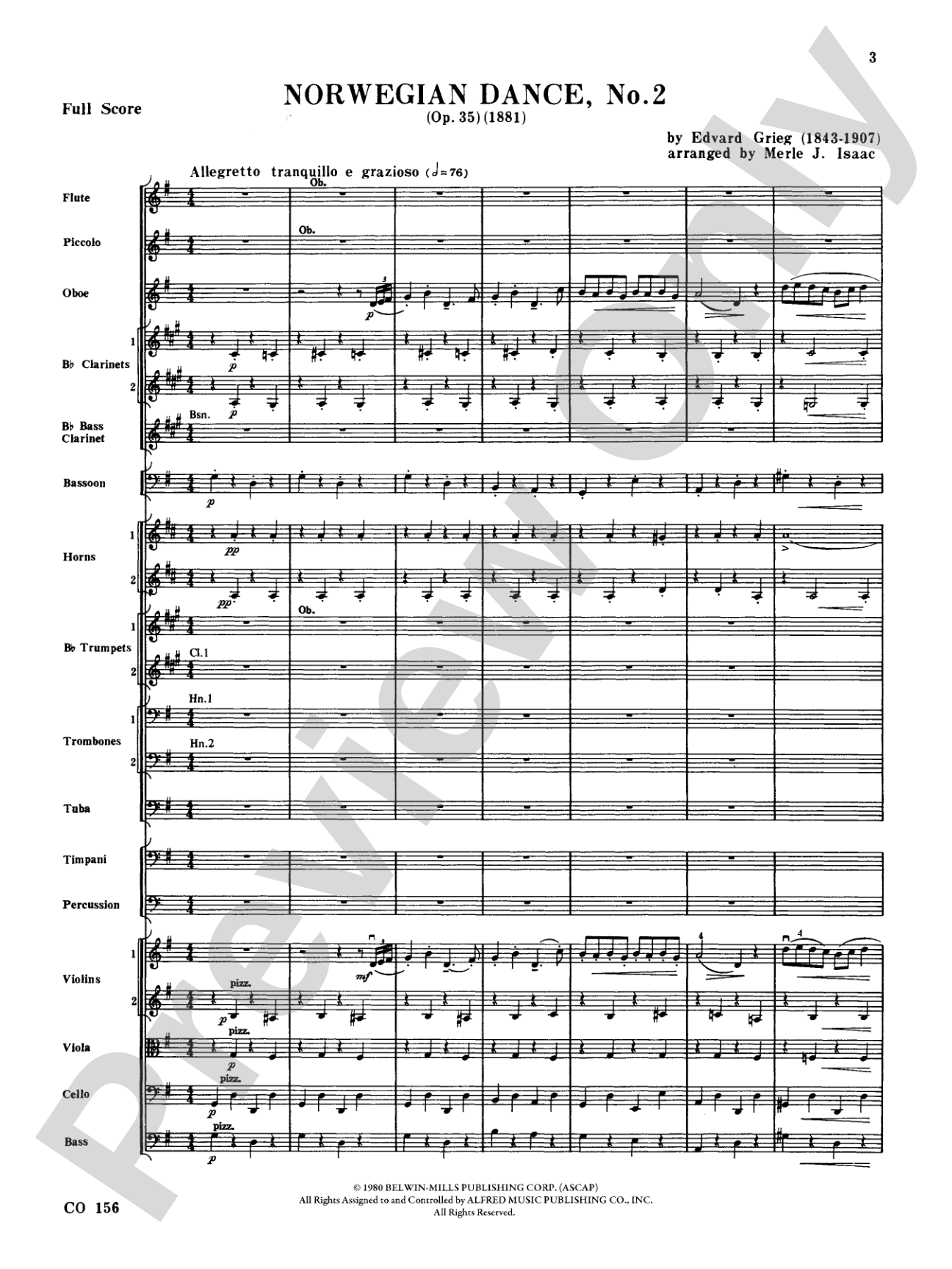 Norwegian Dances Nos. 2 & 3: Full Orchestra Conductor Score & Parts