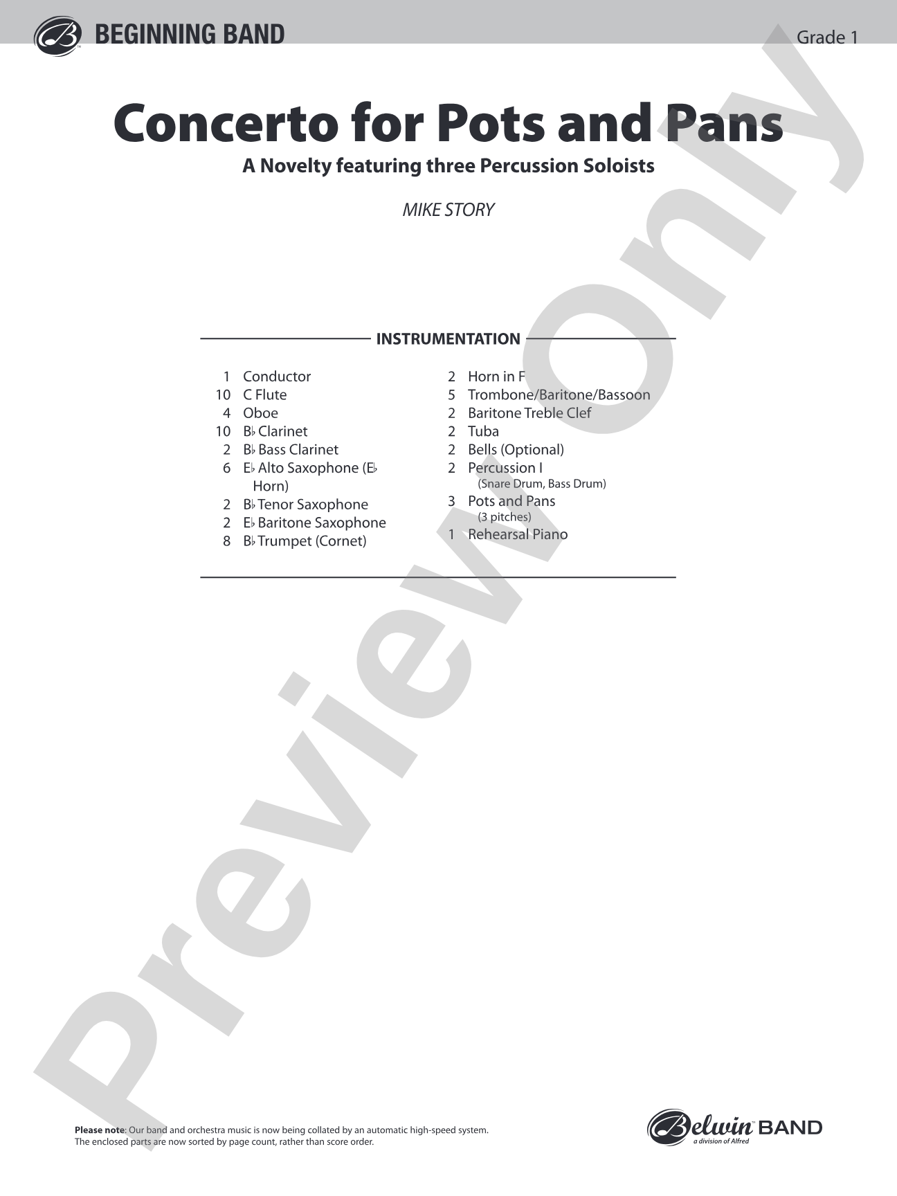 Concerto for Pots and Pans: Score