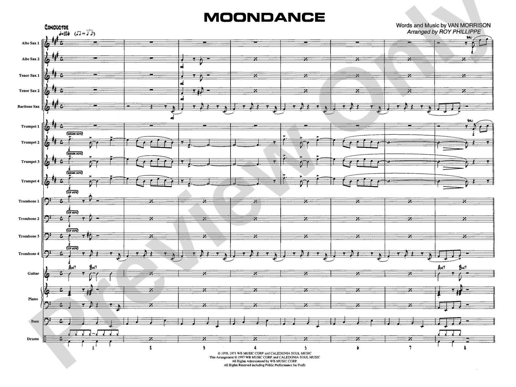 Moondance: Jazz Ensemble Conductor Score & Parts