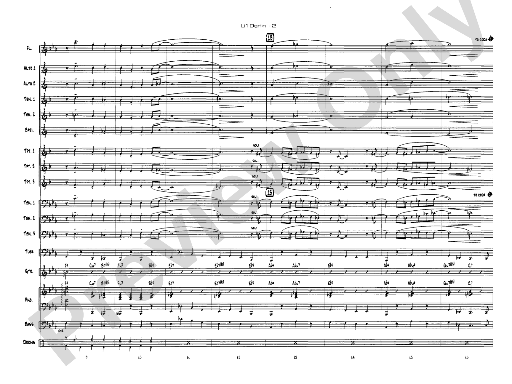 Li'l Darlin': Jazz Ensemble Conductor Score & Parts