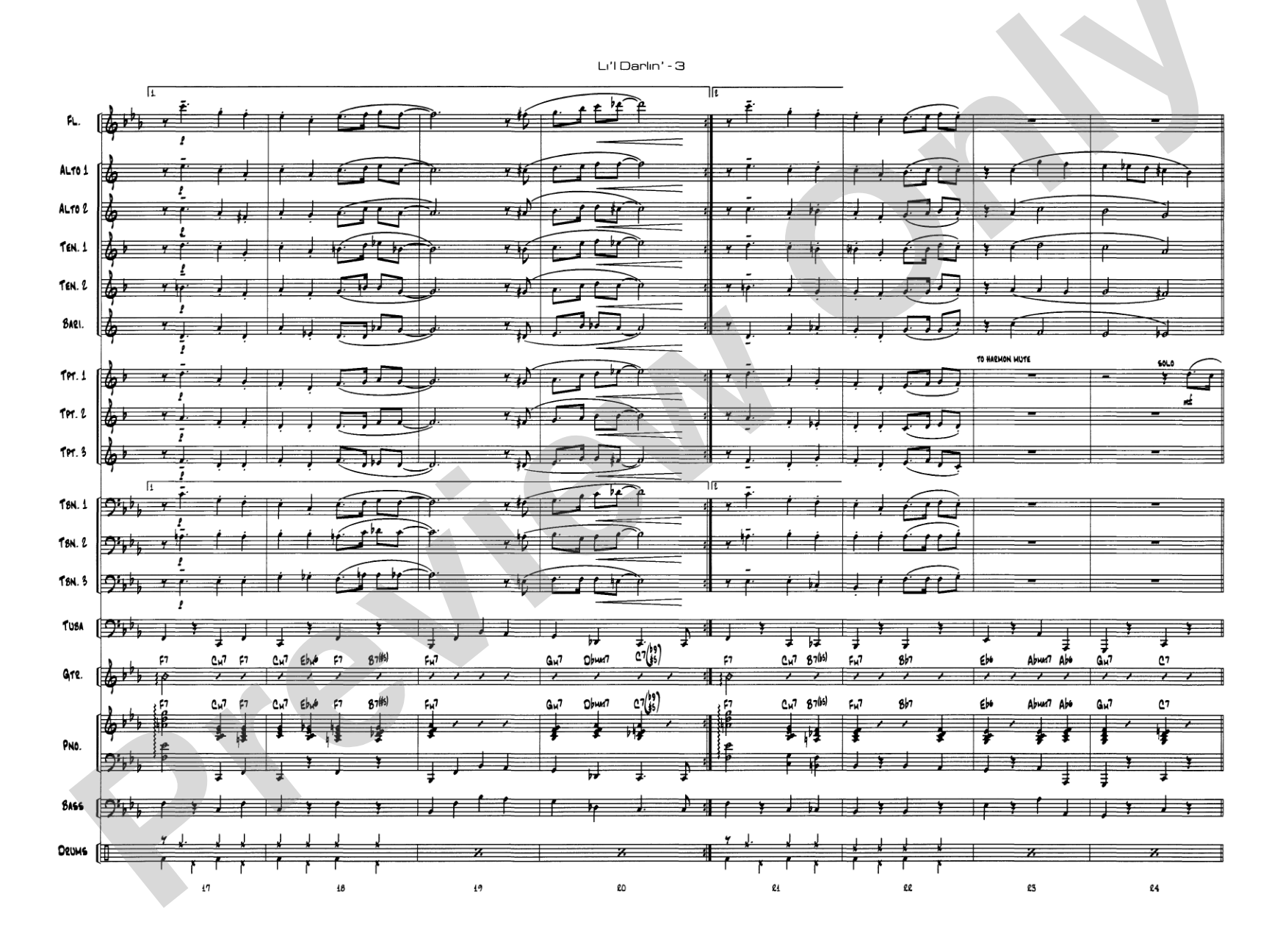 Li'l Darlin': Jazz Ensemble Conductor Score & Parts