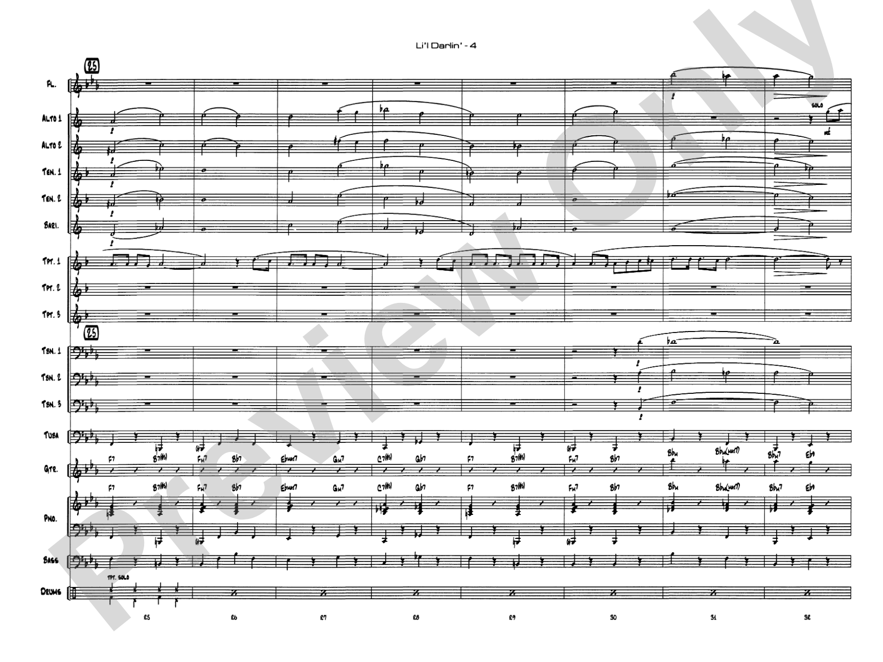 Li'l Darlin': Jazz Ensemble Conductor Score & Parts
