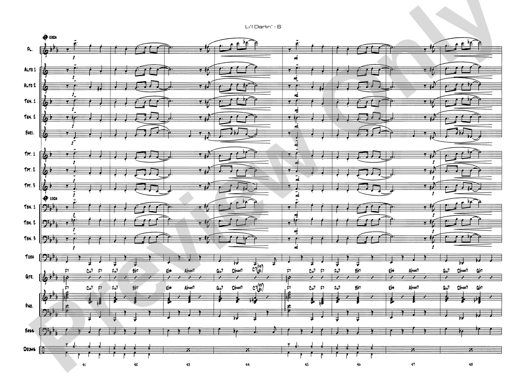 Li'l Darlin': Jazz Ensemble Conductor Score & Parts
