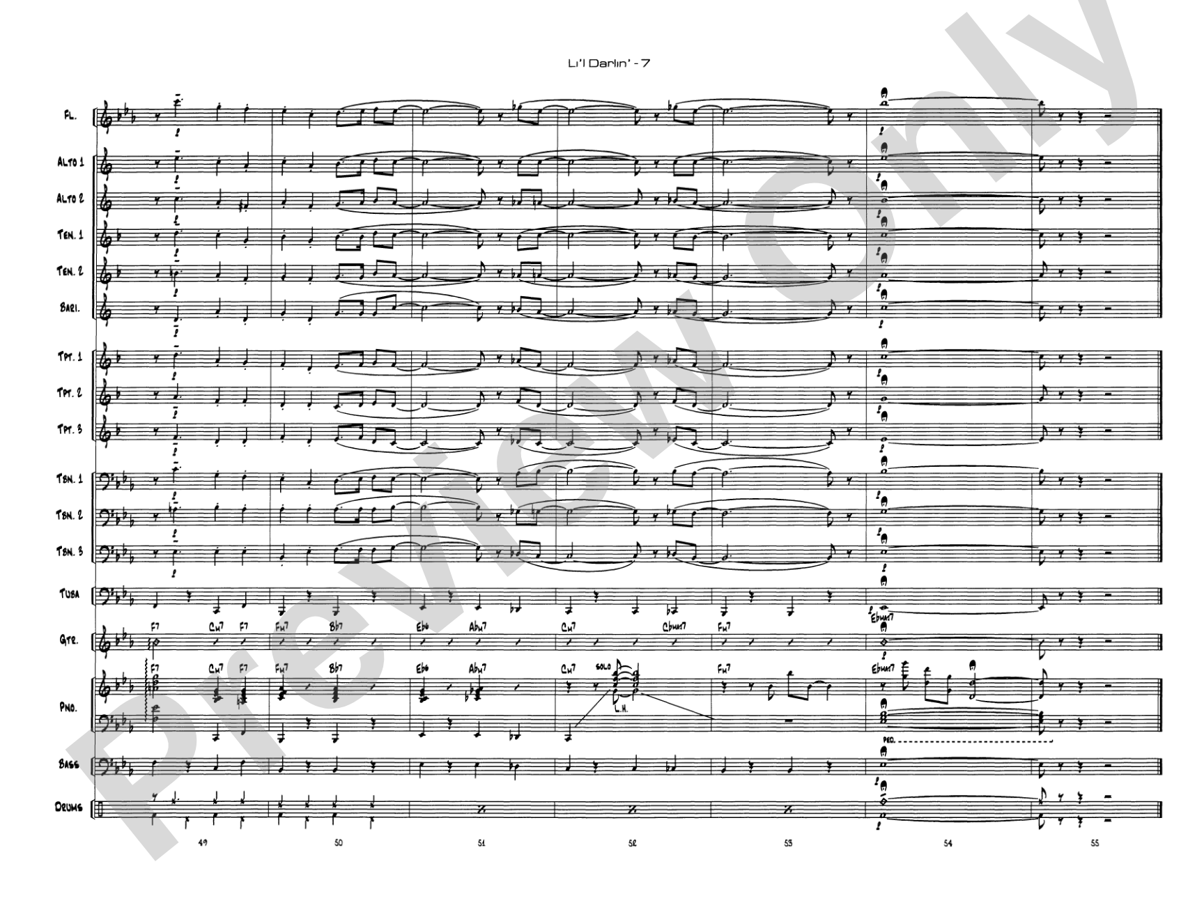 Li'l Darlin': Jazz Ensemble Conductor Score & Parts