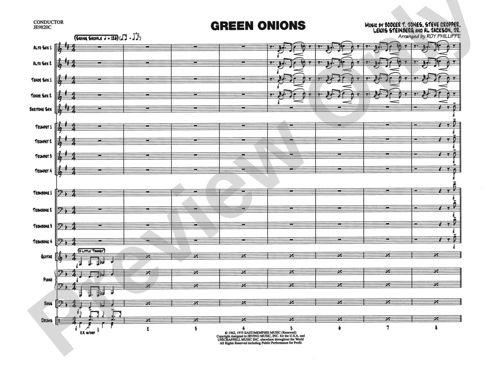 Green Onions: Jazz Ensemble Conductor Score & Parts