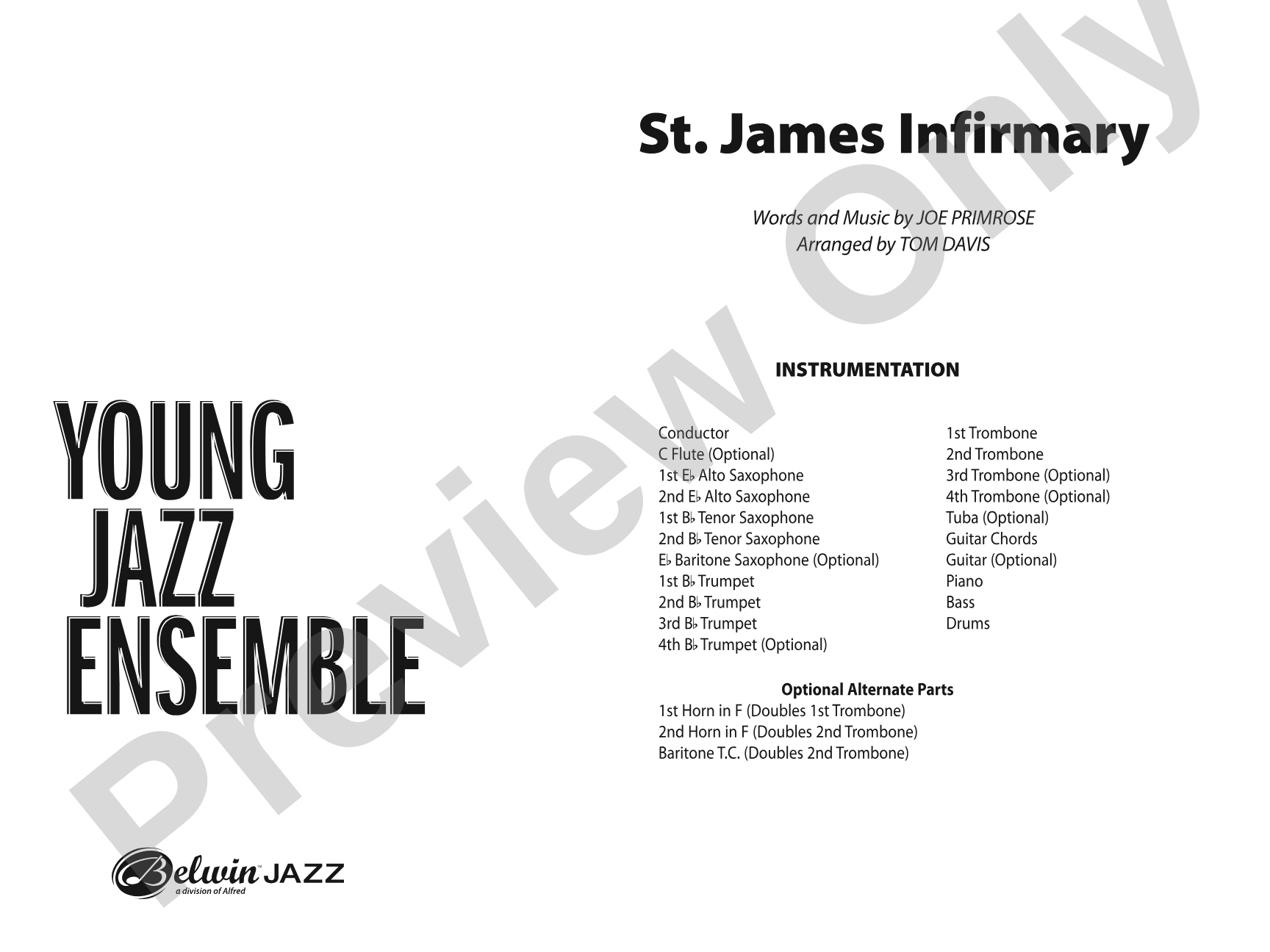 St. James Infirmary: Jazz Ensemble Conductor Score & Parts