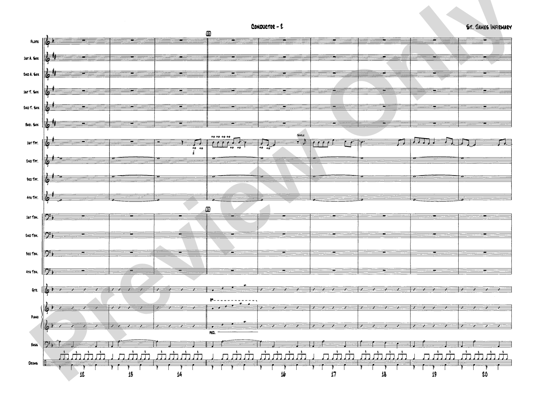 St. James Infirmary: Jazz Ensemble Conductor Score & Parts