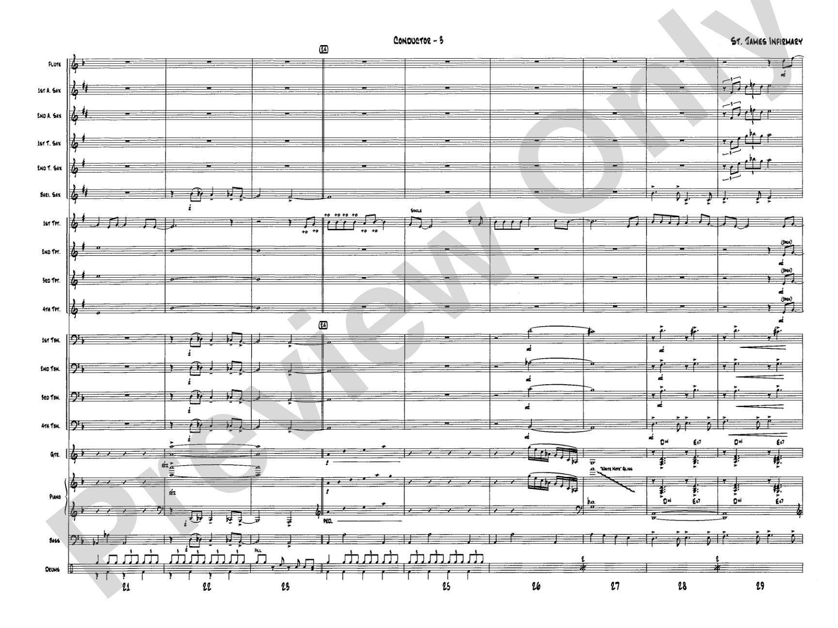 St. James Infirmary: Jazz Ensemble Conductor Score & Parts