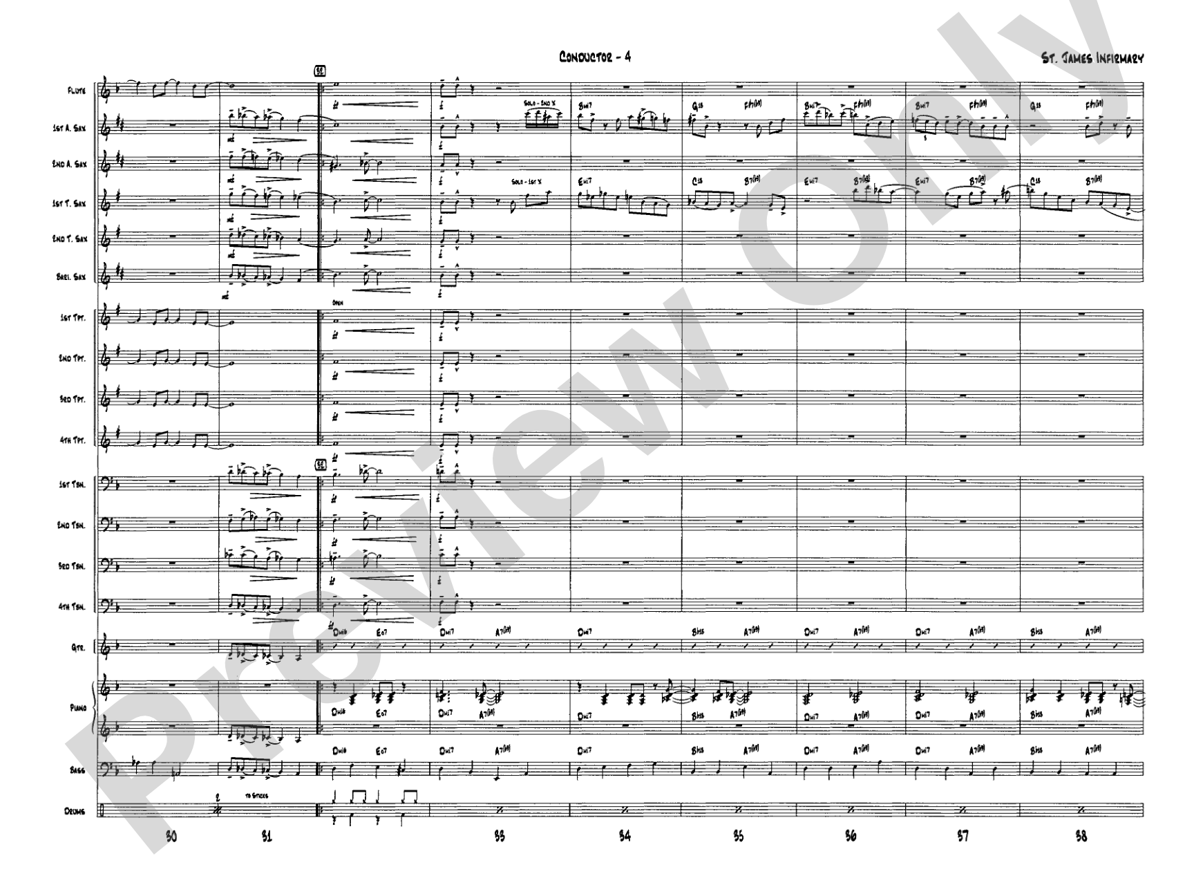 St. James Infirmary: Jazz Ensemble Conductor Score & Parts