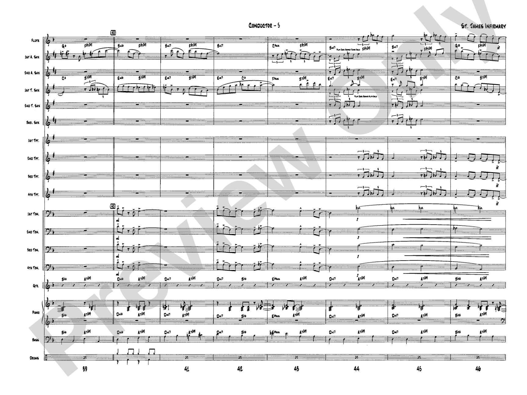 St. James Infirmary: Jazz Ensemble Conductor Score & Parts