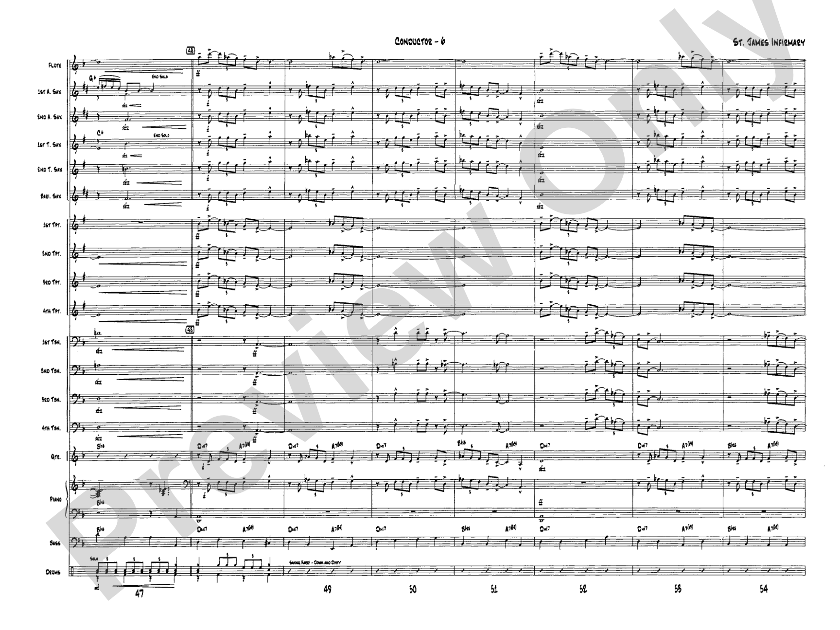 St. James Infirmary: Jazz Ensemble Conductor Score & Parts