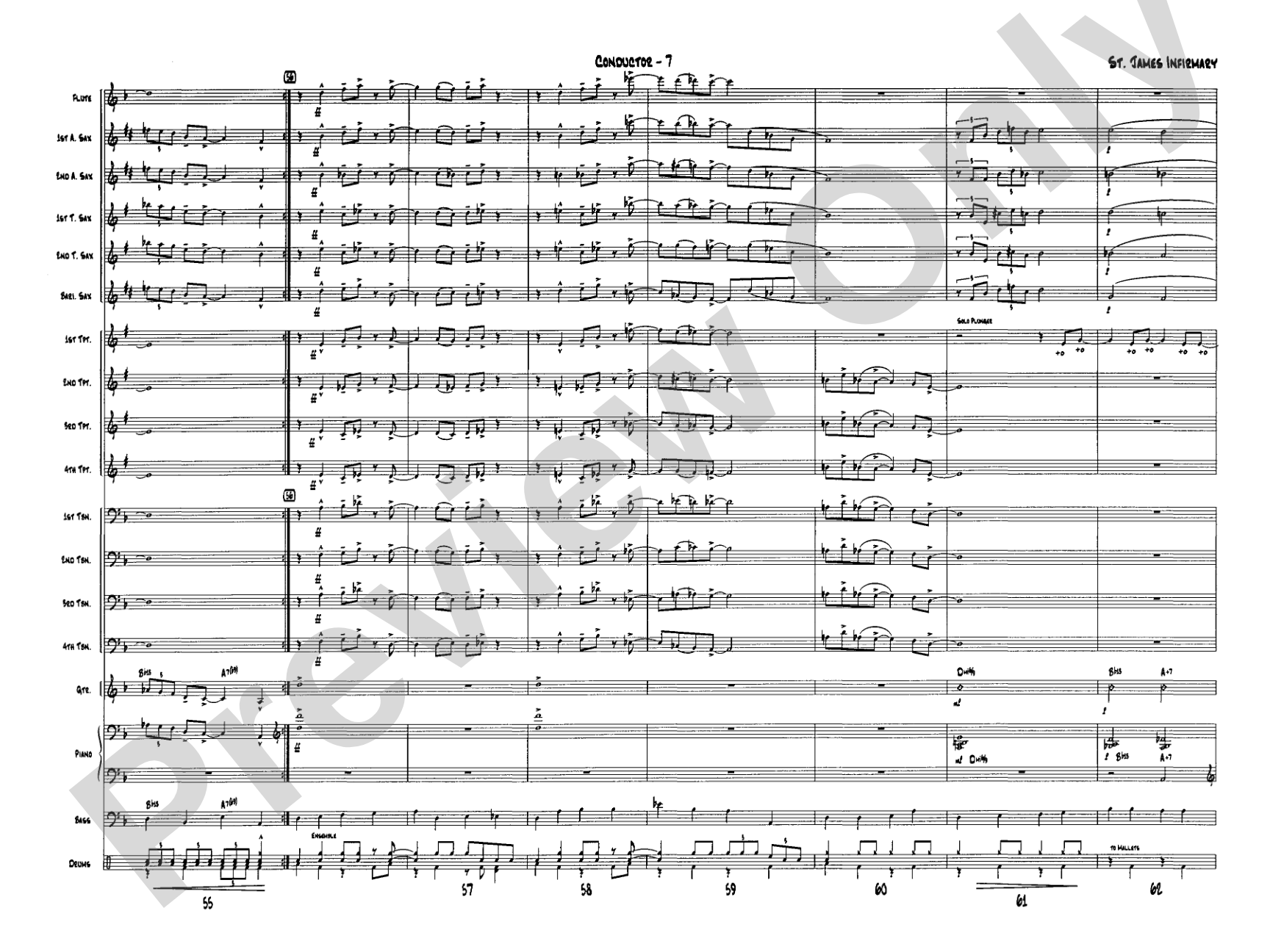 St. James Infirmary: Jazz Ensemble Conductor Score & Parts