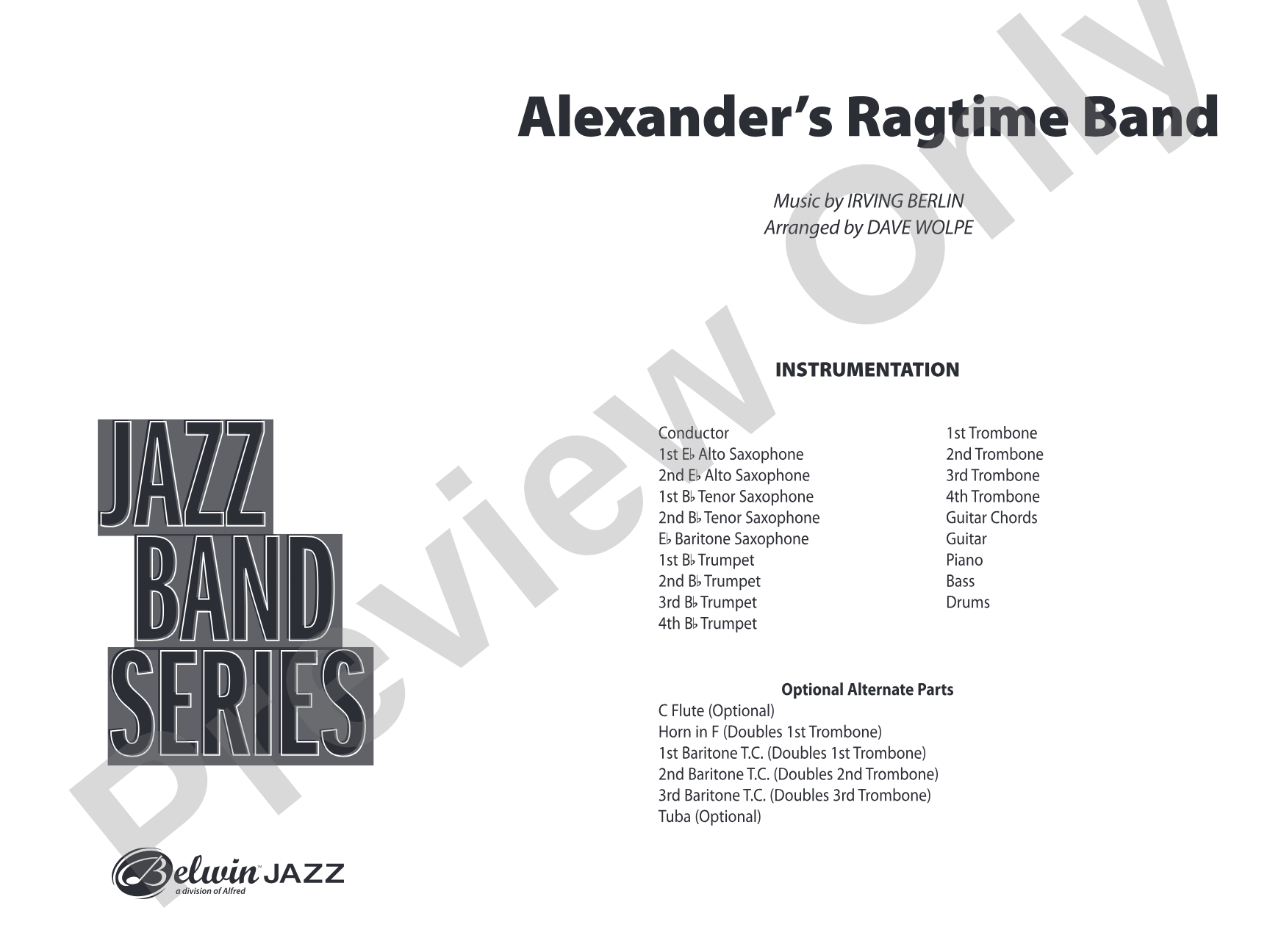 Alexander's Ragtime Band: Jazz Ensemble Conductor Score & Parts
