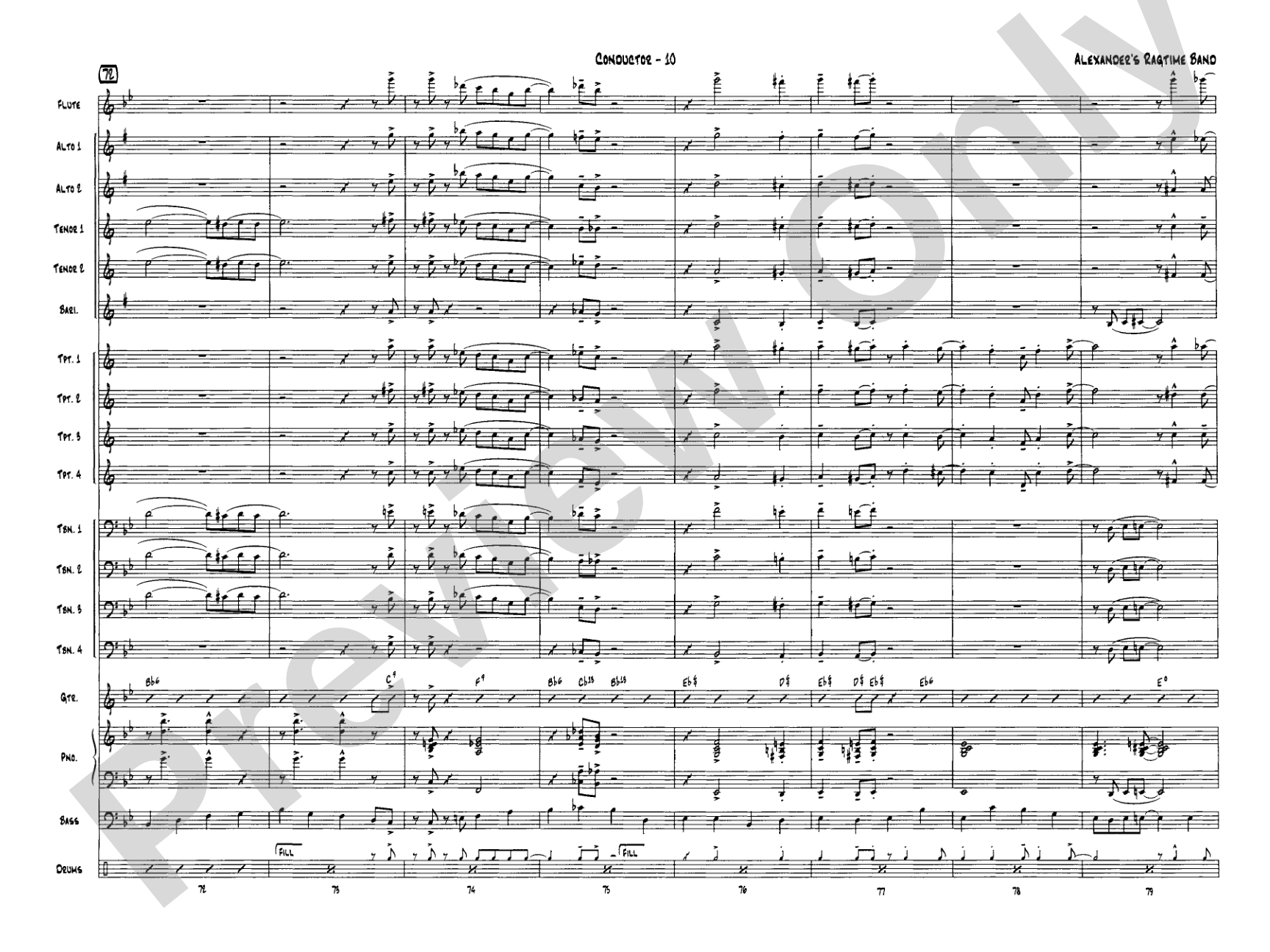 Alexander's Ragtime Band: Jazz Ensemble Conductor Score & Parts