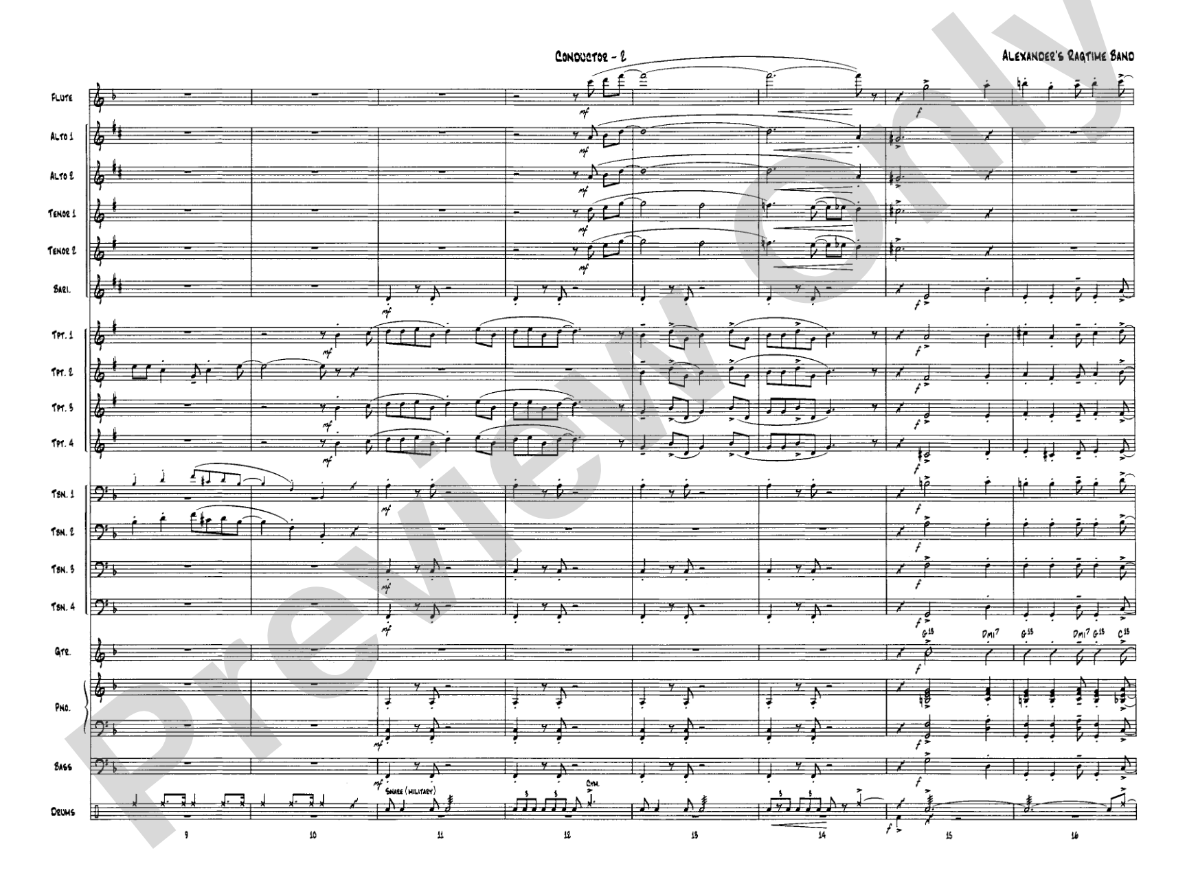 Alexander's Ragtime Band: Jazz Ensemble Conductor Score & Parts