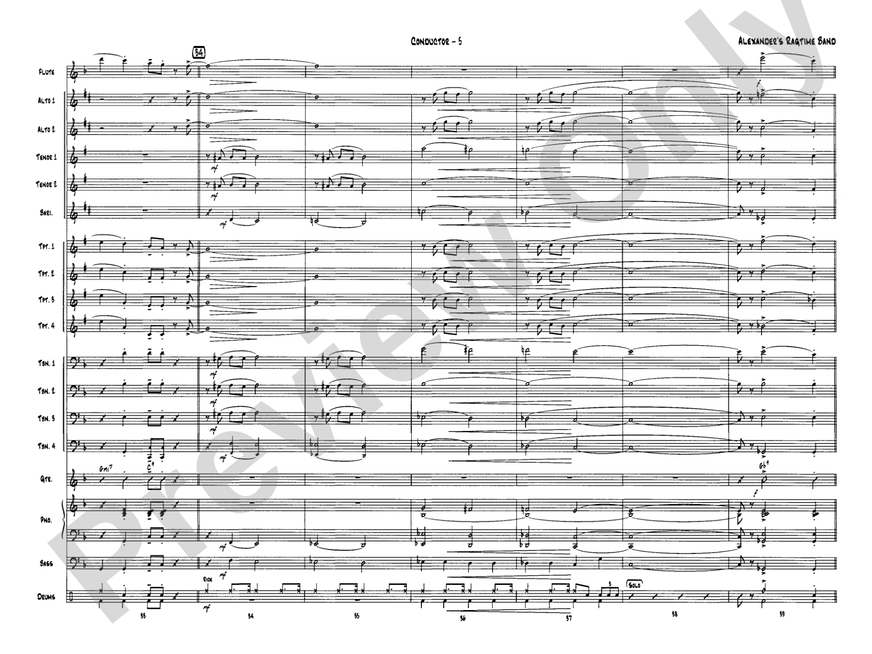 Alexander's Ragtime Band: Jazz Ensemble Conductor Score & Parts