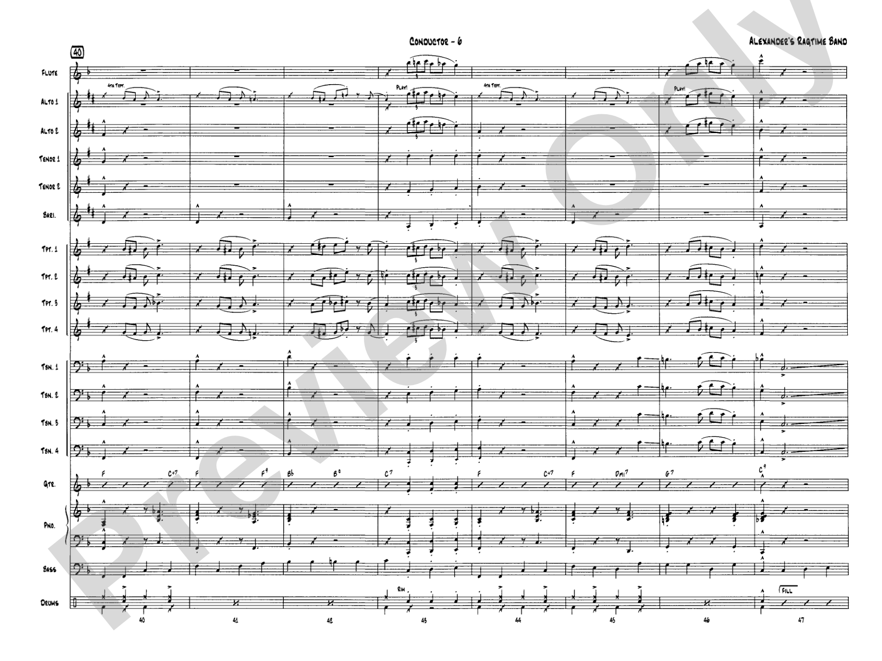 Alexander's Ragtime Band: Jazz Ensemble Conductor Score & Parts
