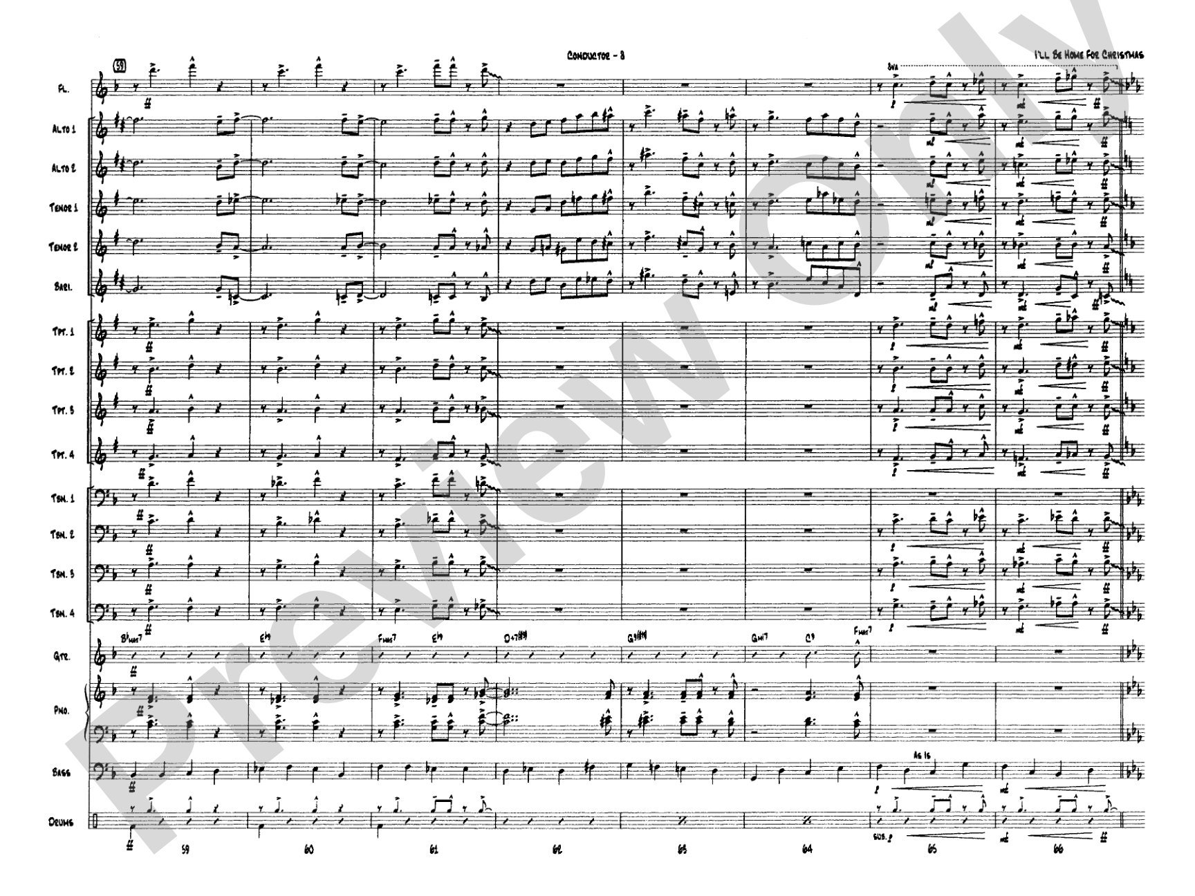 I'll Be Home for Christmas: Jazz Ensemble Conductor Score & Parts