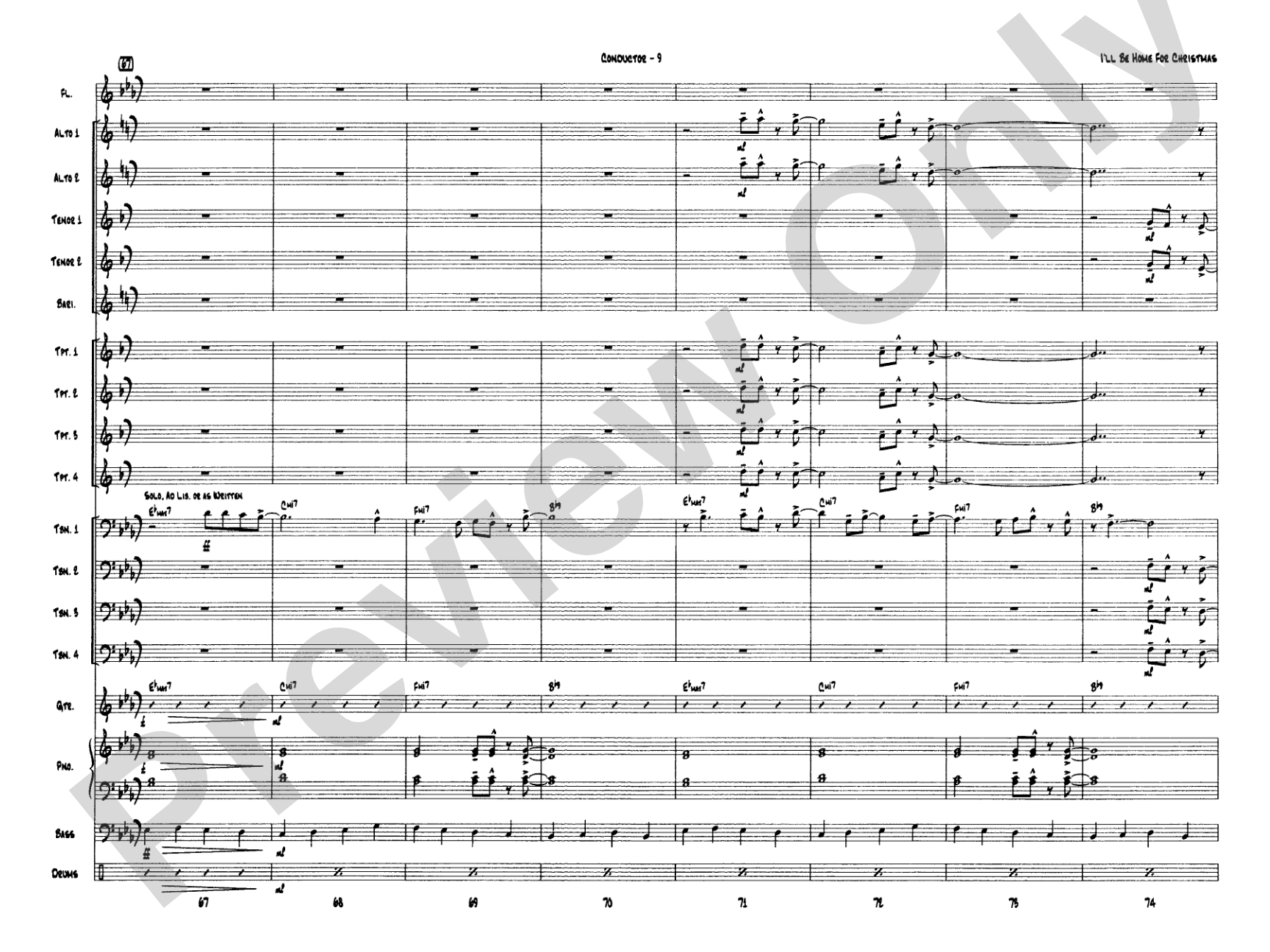 I'll Be Home for Christmas: Jazz Ensemble Conductor Score & Parts