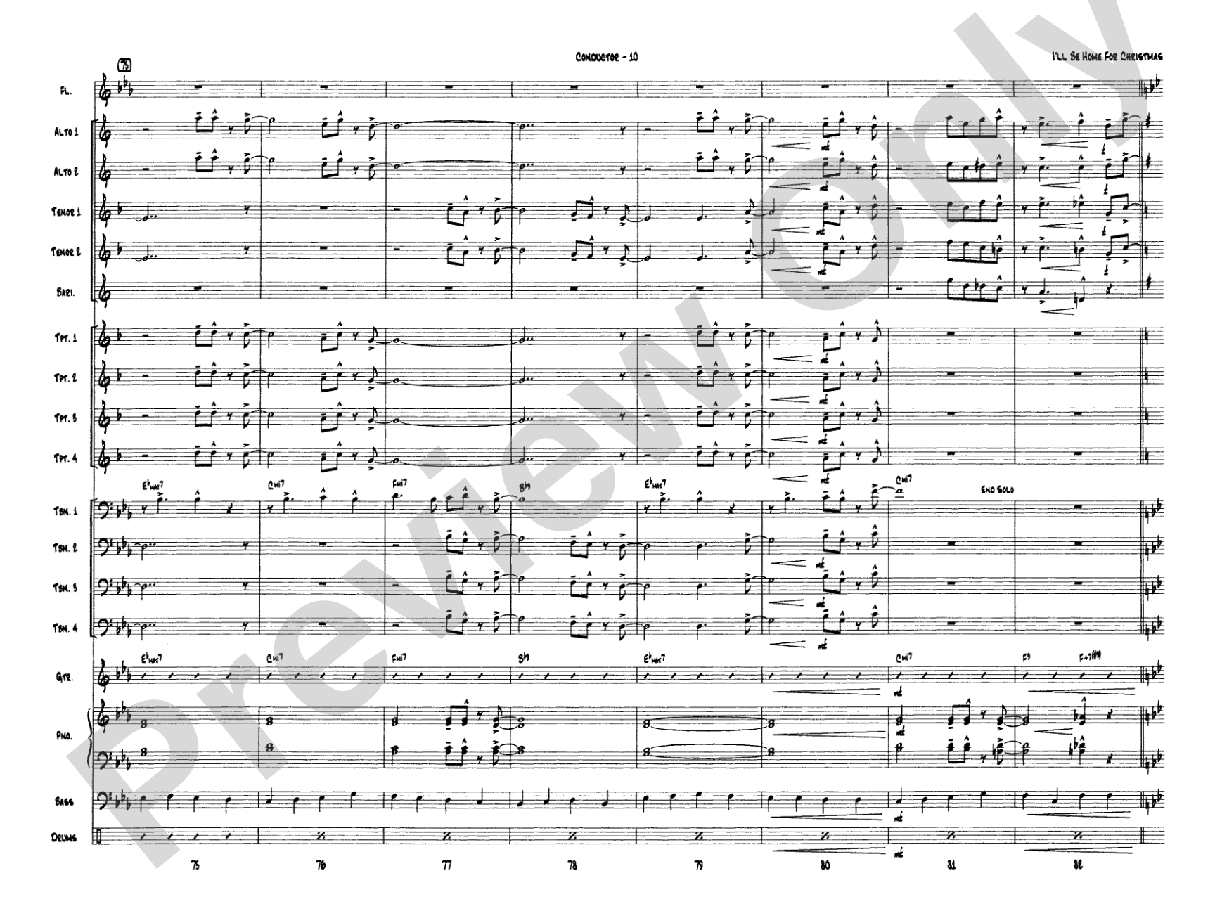 I'll Be Home for Christmas: Jazz Ensemble Conductor Score & Parts