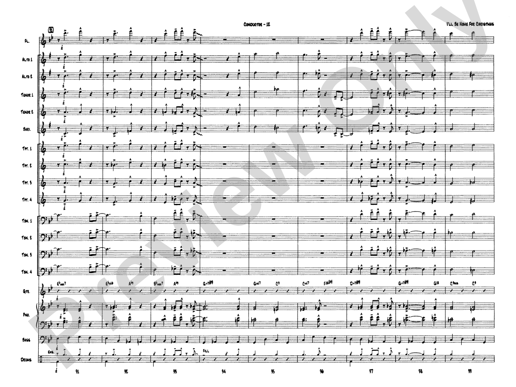 I'll Be Home for Christmas: Jazz Ensemble Conductor Score & Parts