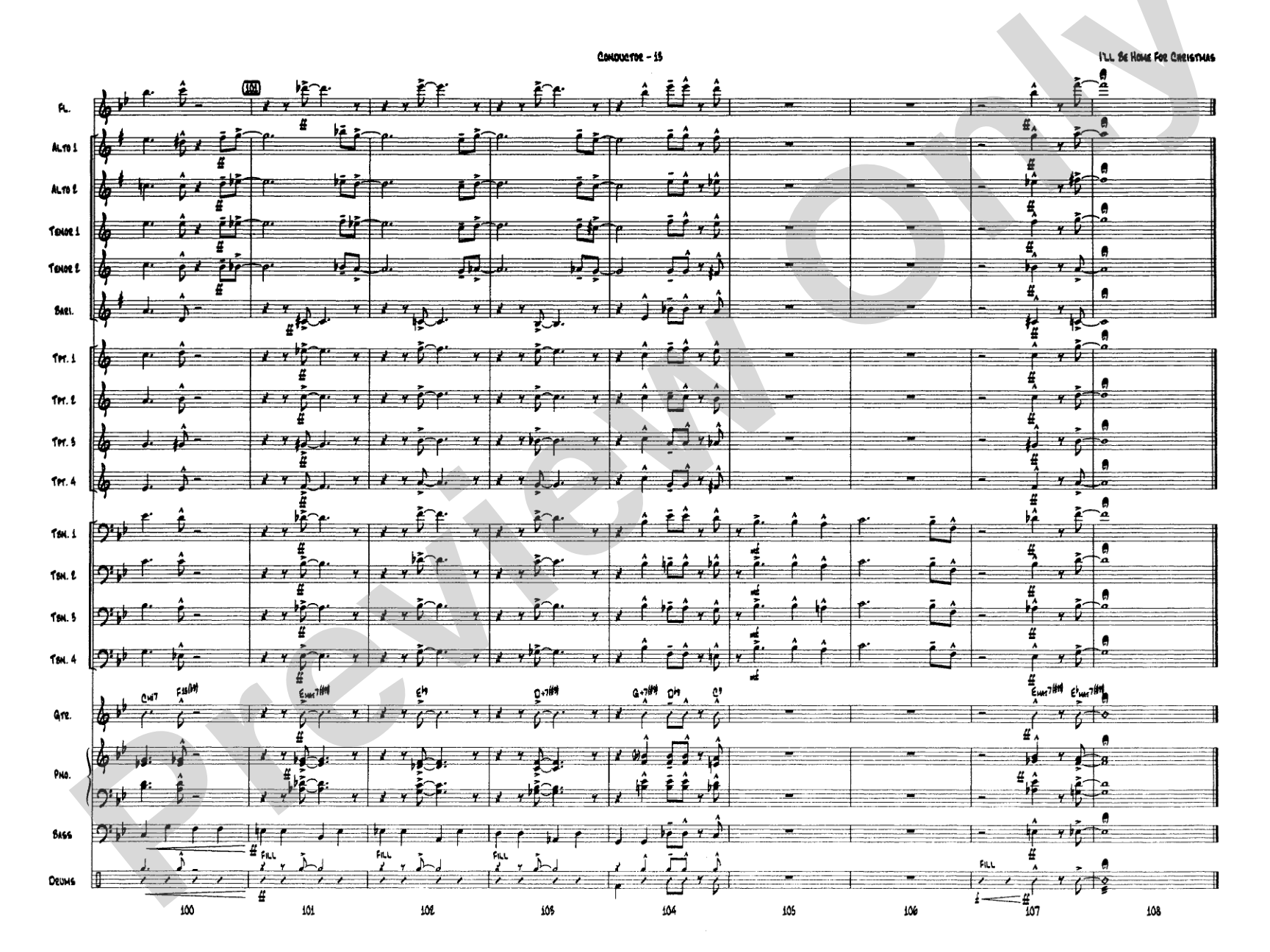 I'll Be Home for Christmas: Jazz Ensemble Conductor Score & Parts