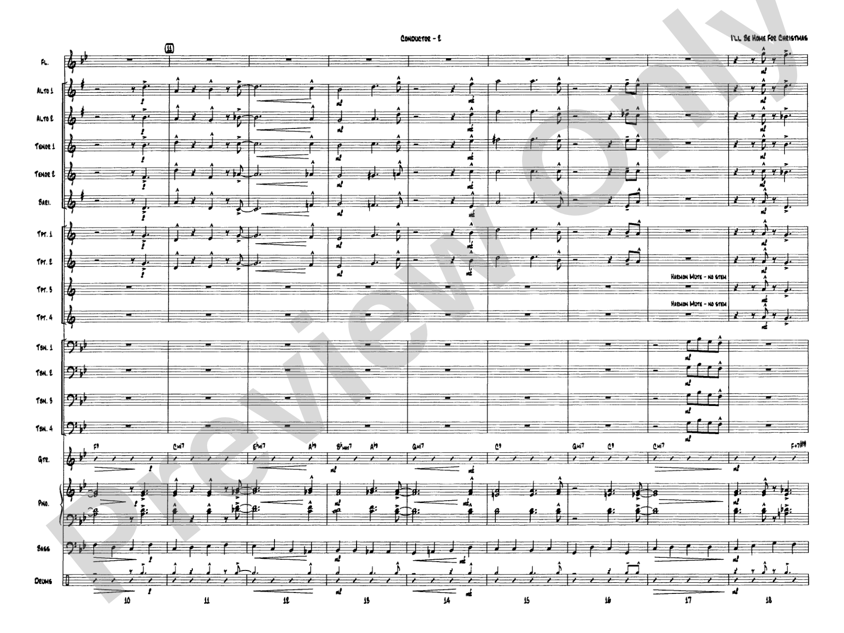 I'll Be Home for Christmas: Jazz Ensemble Conductor Score & Parts