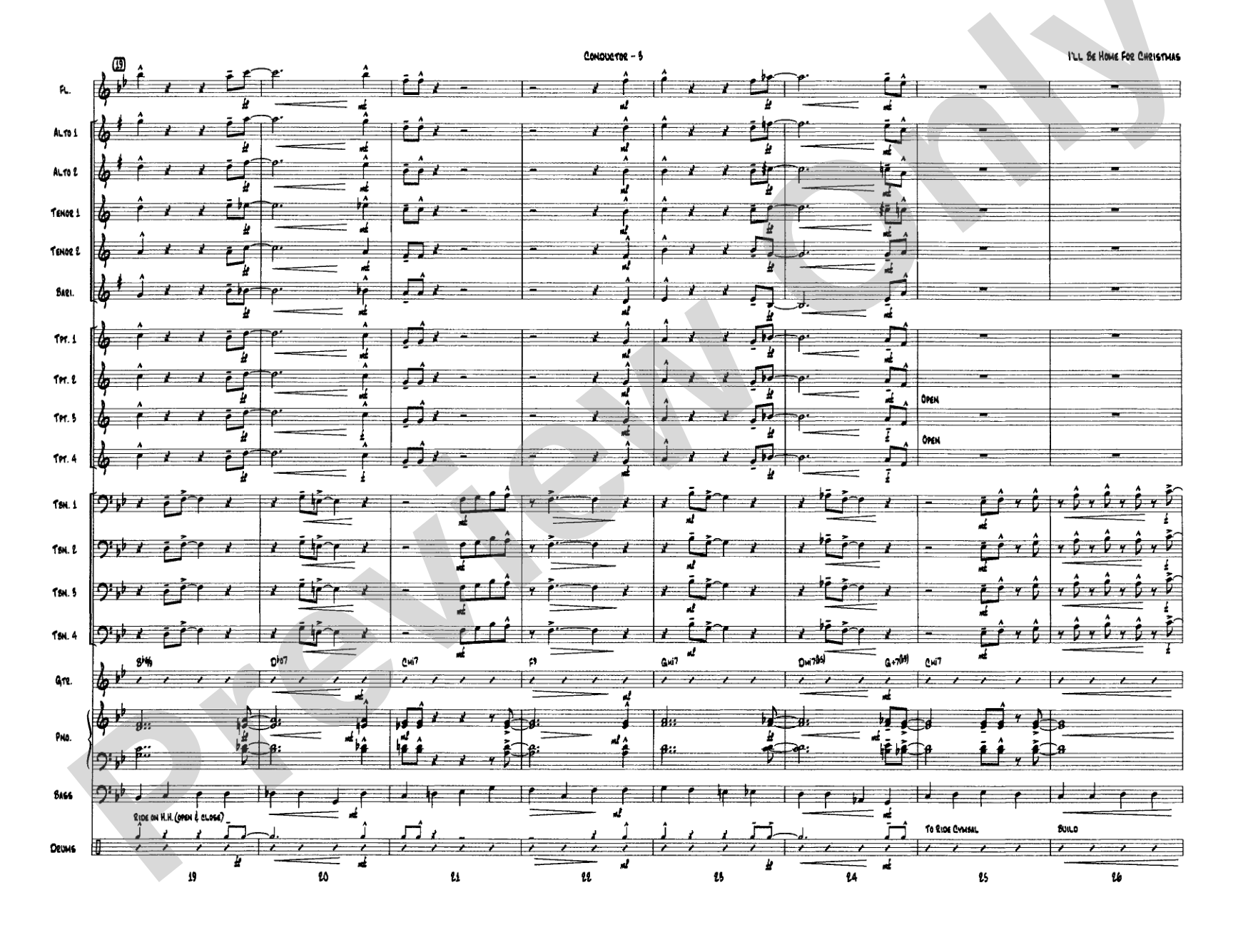 I'll Be Home for Christmas: Jazz Ensemble Conductor Score & Parts