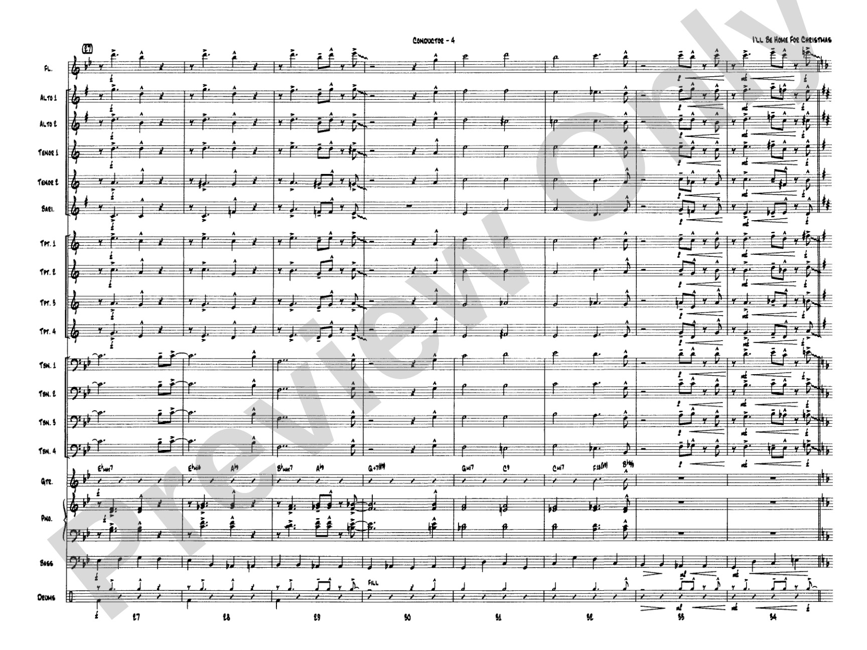 I'll Be Home for Christmas: Jazz Ensemble Conductor Score & Parts
