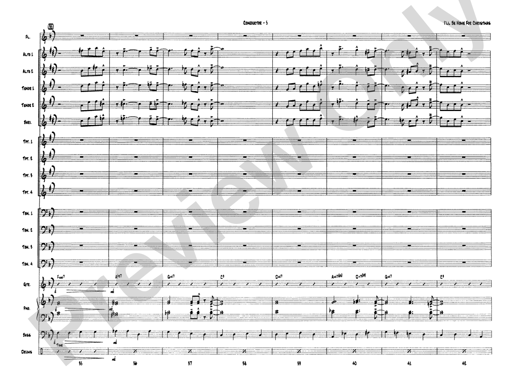 I'll Be Home for Christmas: Jazz Ensemble Conductor Score & Parts