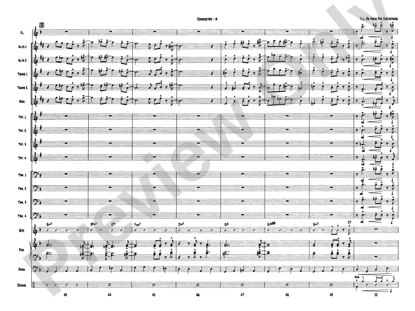 I'll Be Home for Christmas: Jazz Ensemble Conductor Score & Parts