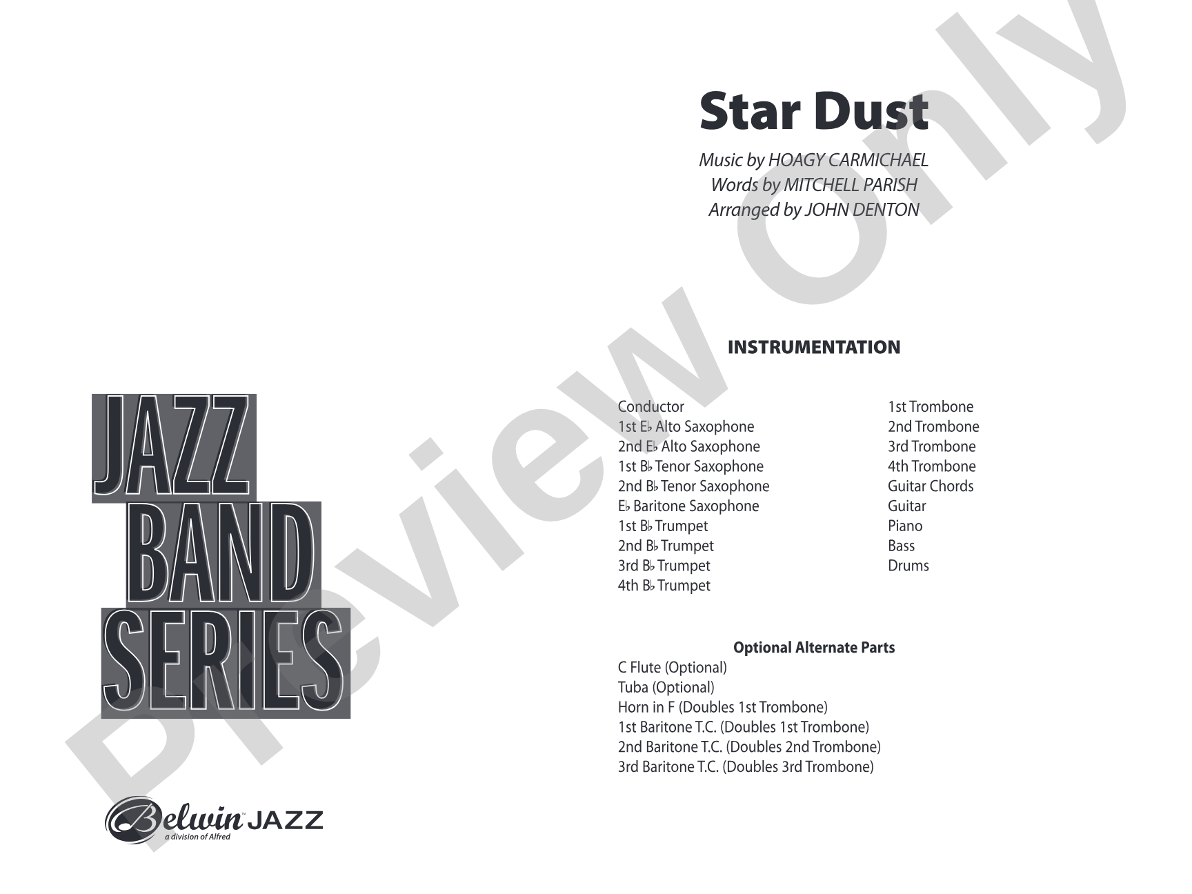 Star Dust: Jazz Ensemble Conductor Score & Parts