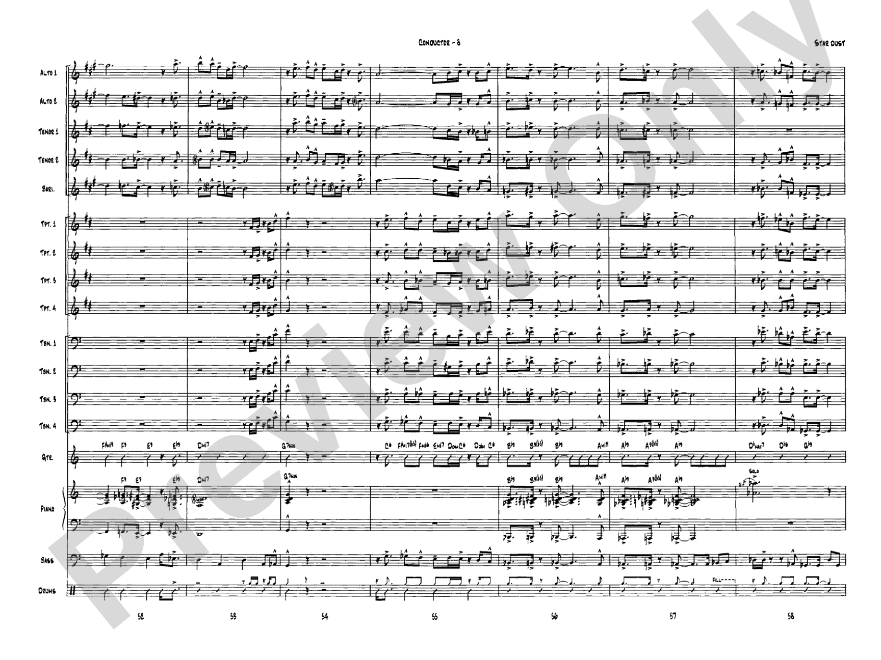 Star Dust: Jazz Ensemble Conductor Score & Parts