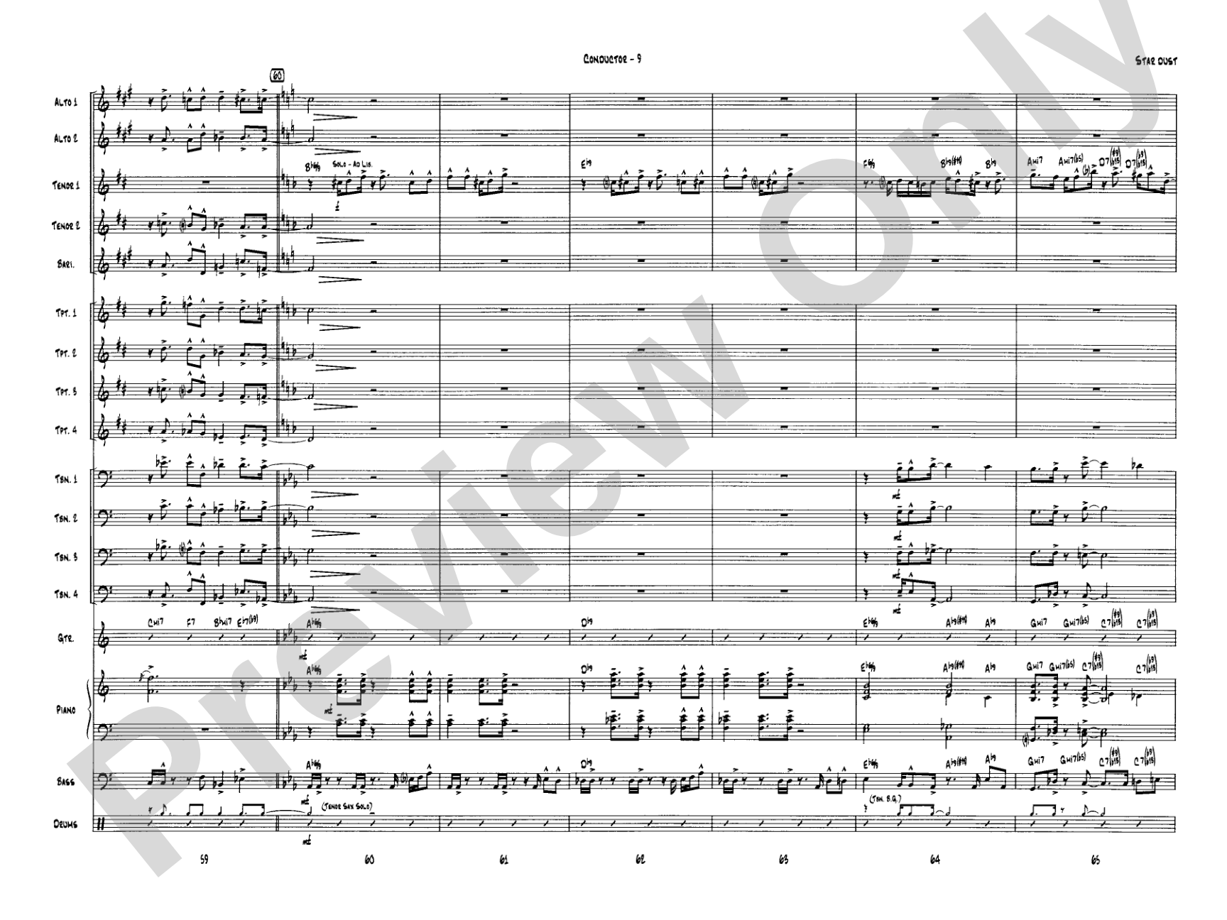 Star Dust: Jazz Ensemble Conductor Score & Parts