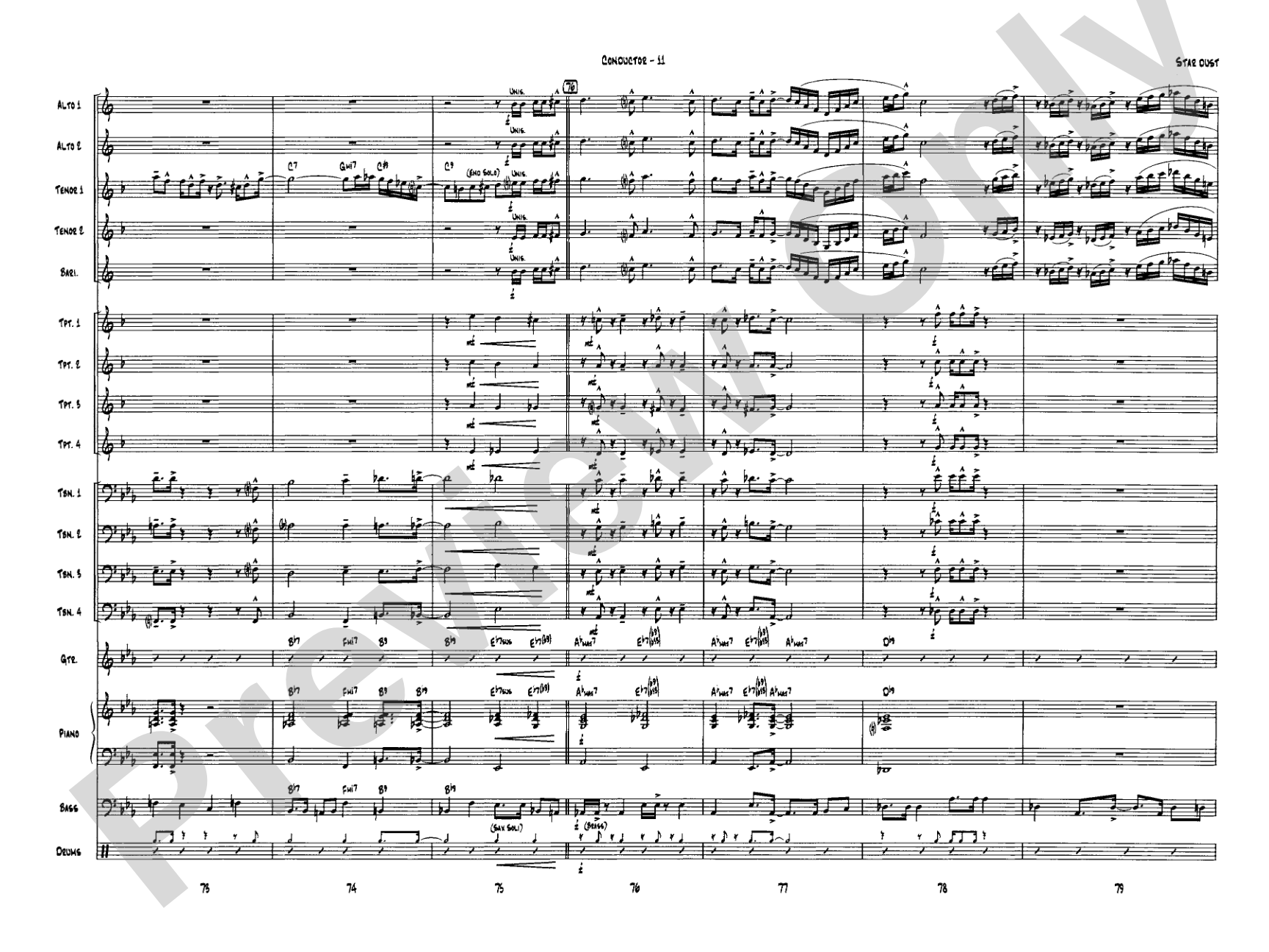 Star Dust: Jazz Ensemble Conductor Score & Parts