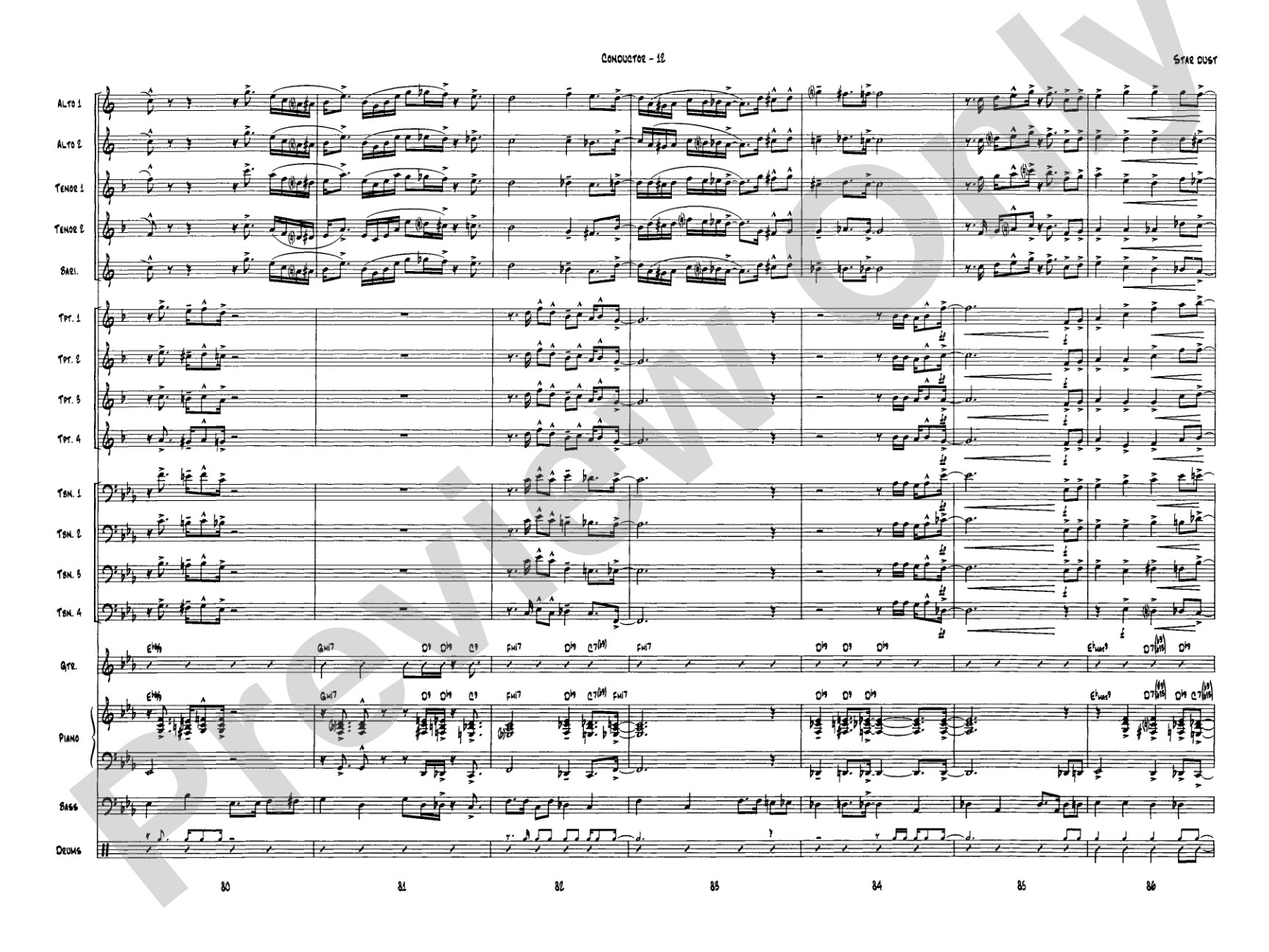 Star Dust: Jazz Ensemble Conductor Score & Parts