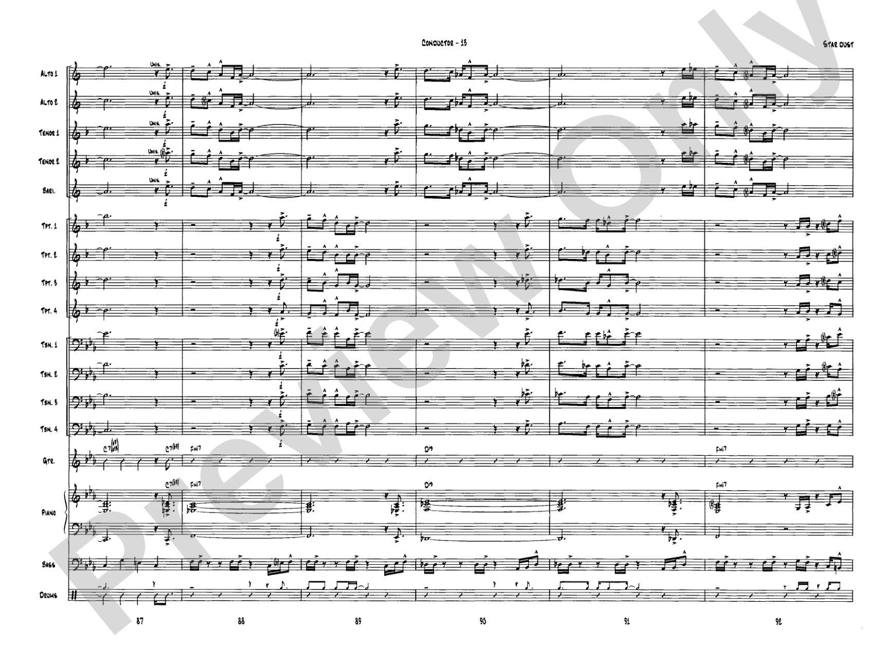 Star Dust: Jazz Ensemble Conductor Score & Parts